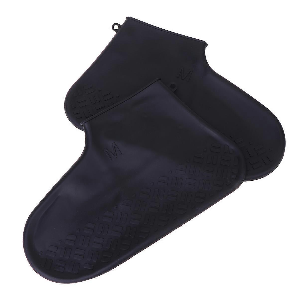 Silikon Ayakkabı Koruyucuları Su Geçirmez Kaymaz Overloşlar Açık Hava Aktiviteleri için Siyah Boyut M