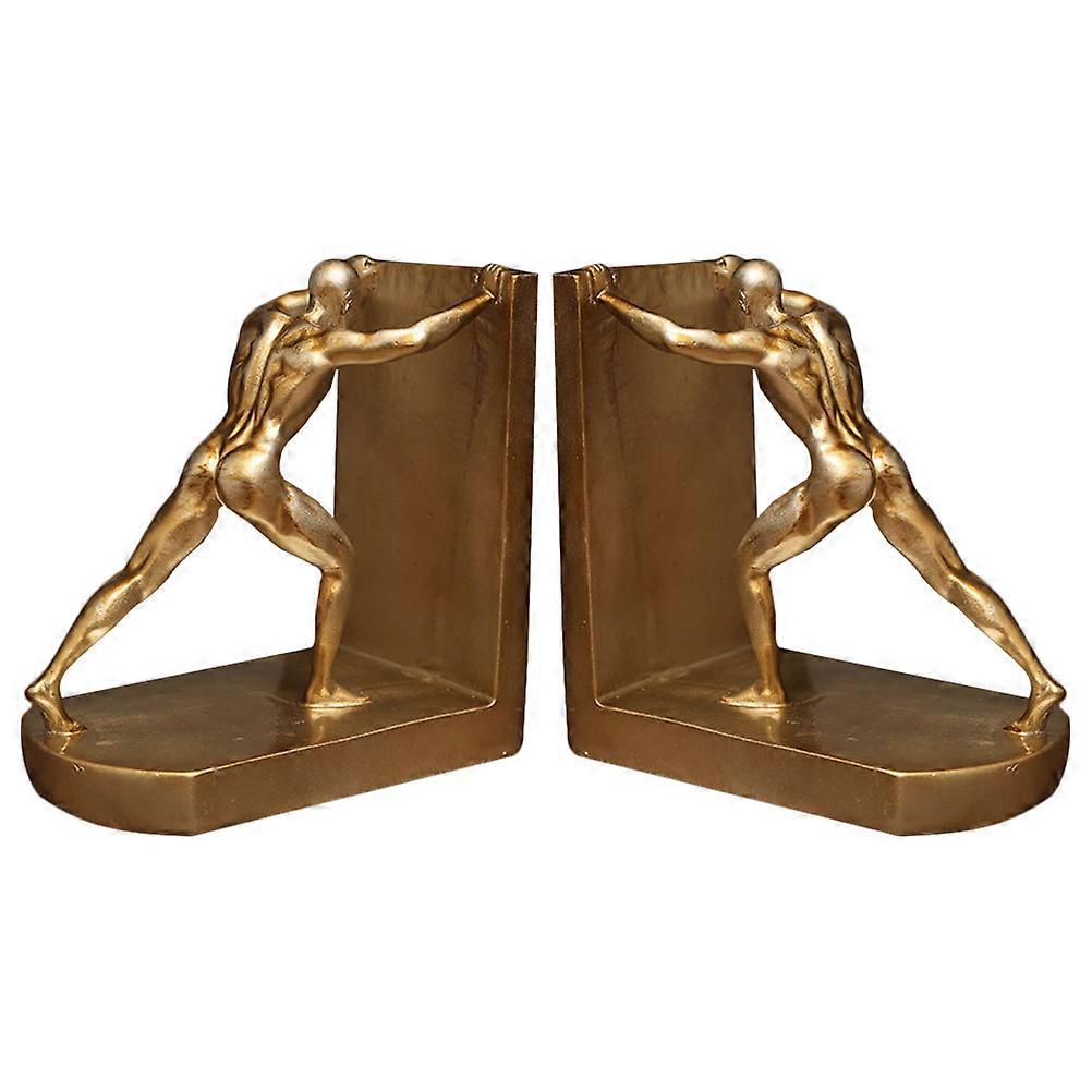 Retro Style Resin Bookends Golden 17.00X16.00X9.50CM Book Organization 1 Pair