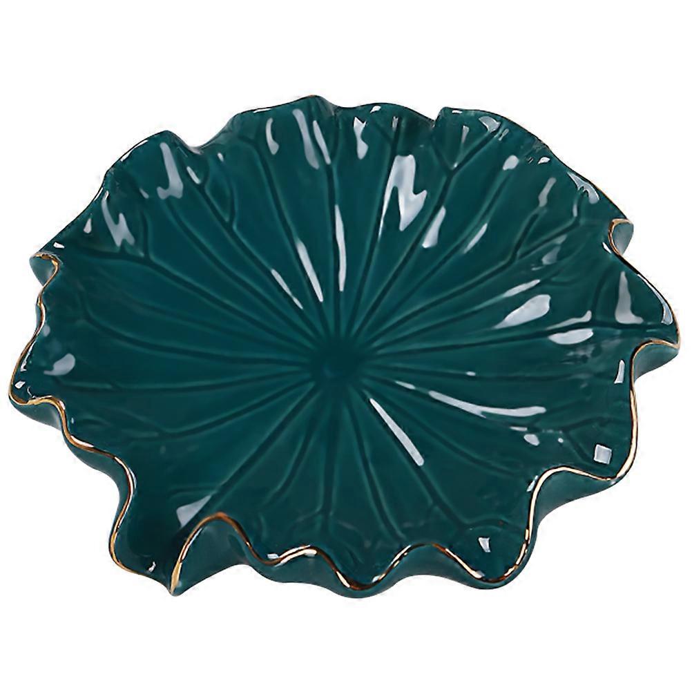 Self-Draining Ceramic Soap Holder For Kitchen Accessory Lotus Leaf Shaped Green 1Pack