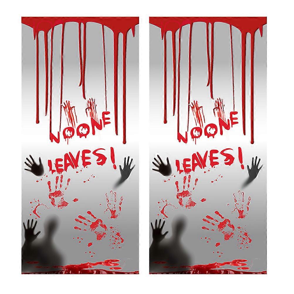2 Sheets Of Blood Handprint Halloween Decoration Stickers Suitable For Window Door And Wall Use