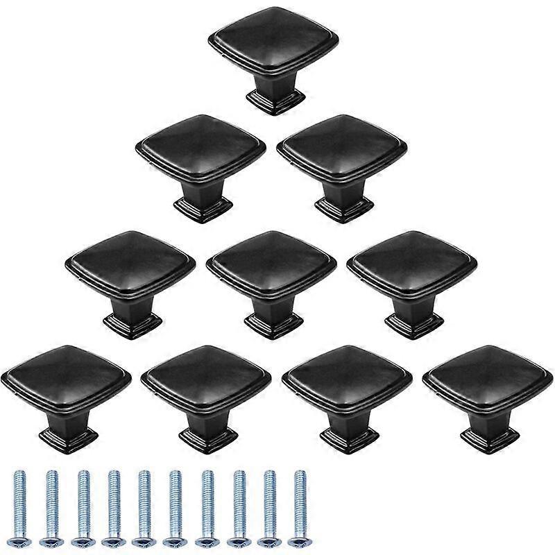 10 Pcs Black Furniture Knobs Drawer Handles Door Knobs Square Cabinet Handles Single Hole Round Drawer Knobs  (30mm)