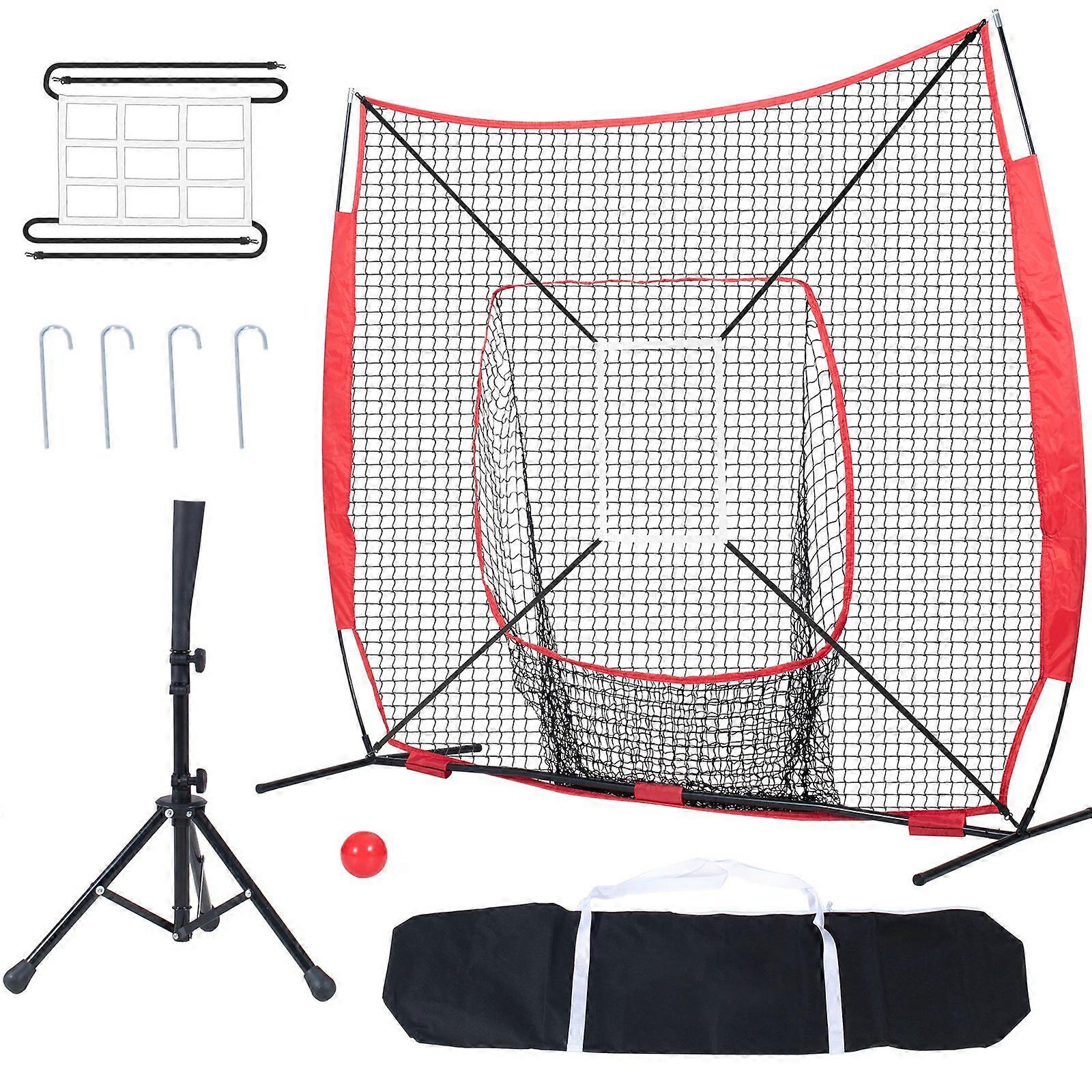 7x7 ft Baseball Softball Practice Net, Portable Baseball Training Netto for å treffe Batting Catching Pitching