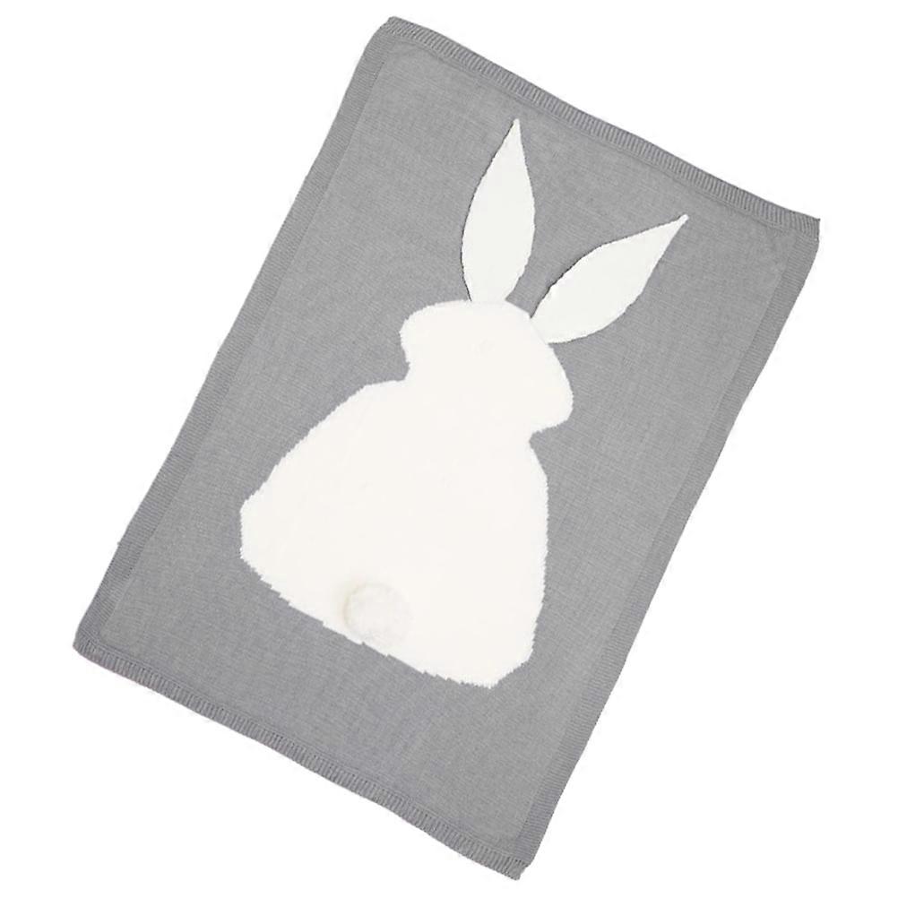 Comfortable Rabbit Ear Infant Blanket Light Grey Suitable For Crawling Mat Or Sleeping Under Air Conditioning 108x73x1.5Cm 1Pc