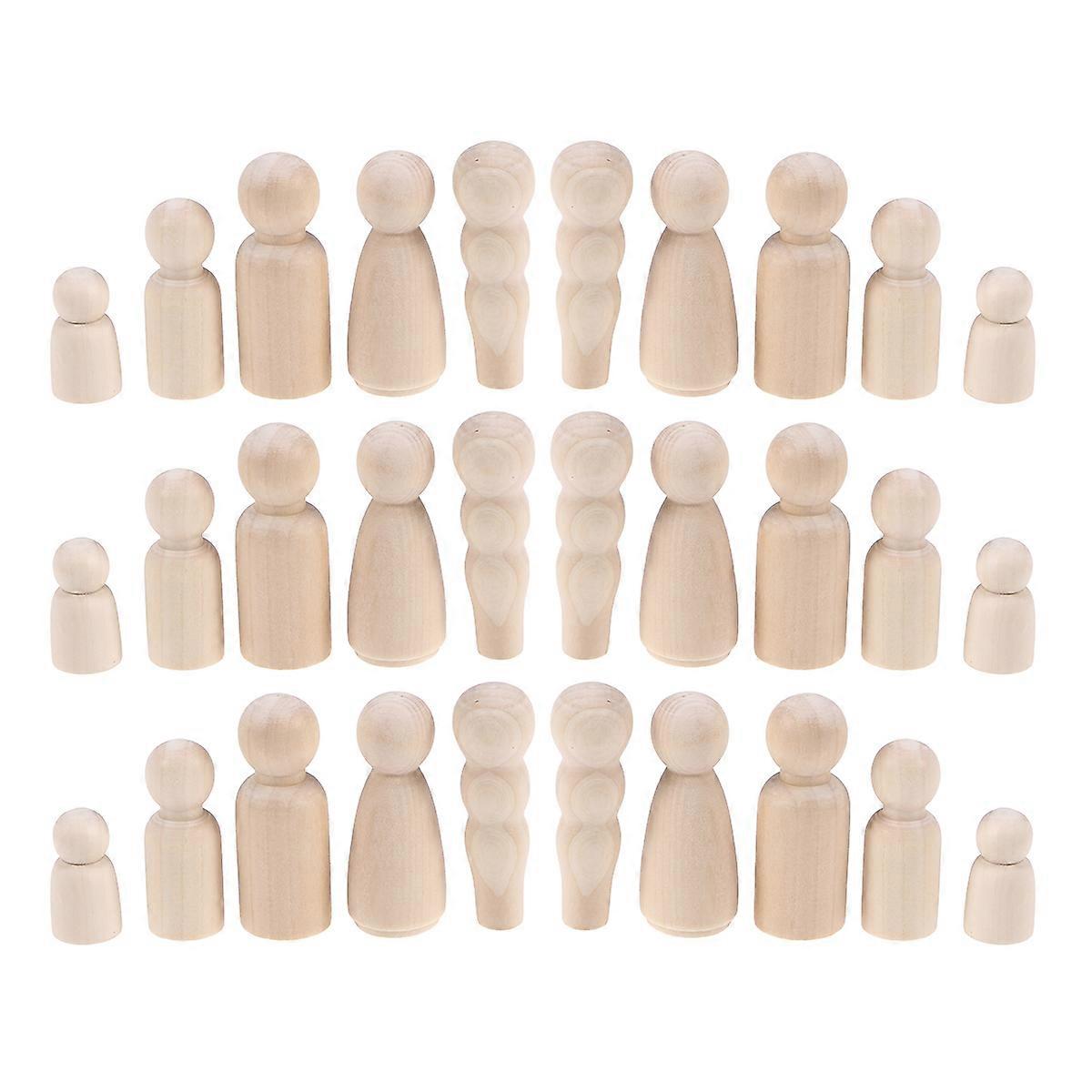 Decorative 50Pcs DIY Painted Wooden Family Peg Dolls For Crafting Projects And Wedding Cake Decor Ideal For Families And School Events In Light Yellow
