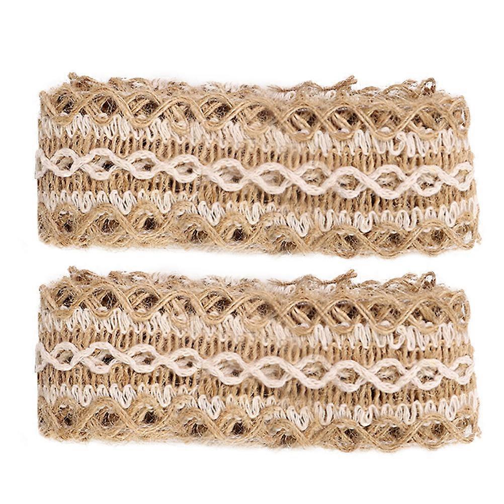 2 Rolls of Natural Burlap Ribbon Measuring 2 Meters Each for Length and Shapes Suitable for Christmas Decorations