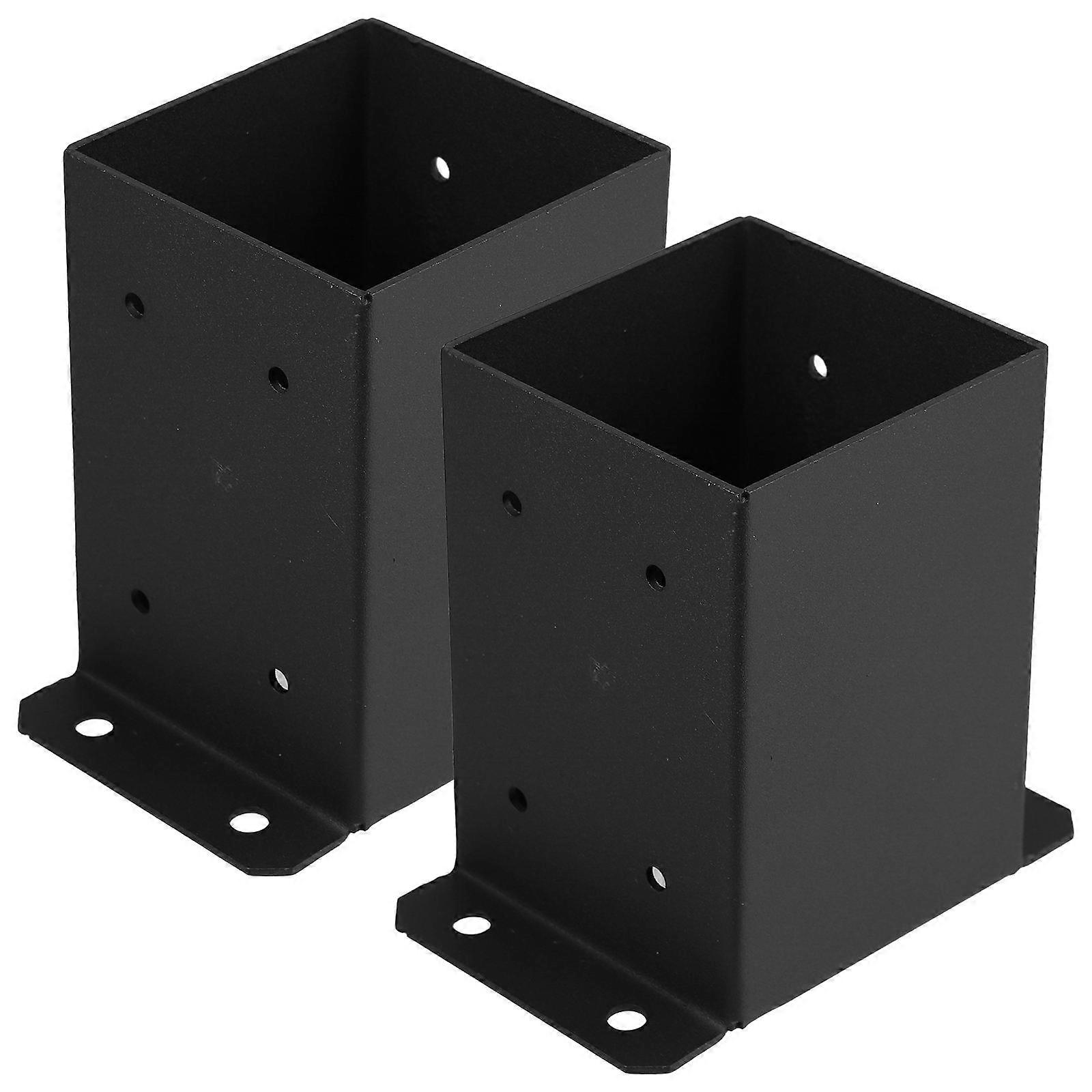 2Pack Sturdy Metal Brackets For Fence Post Repair Enhancing Wooden Post Security With Versatile Outdoor Use In Black