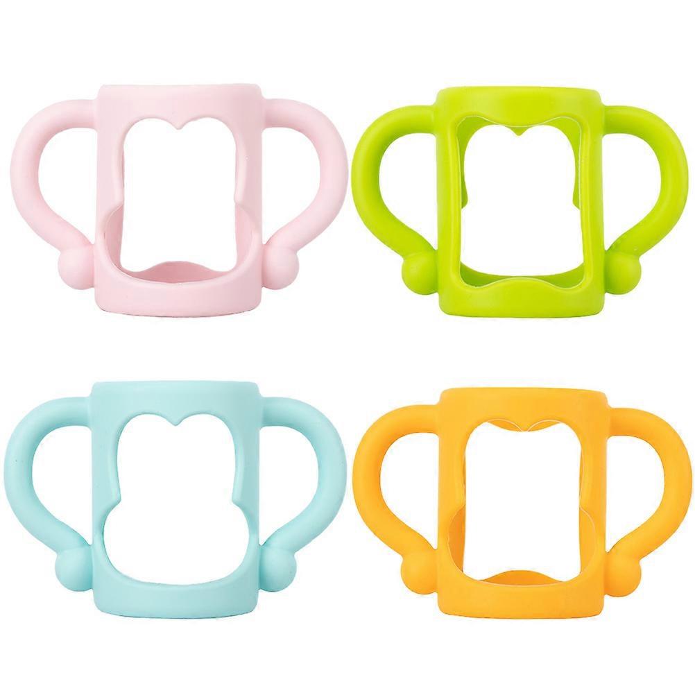 4 Pack Silicone Bottle Handles Heat Resistant, Easy Install, Dishwasher Safe, Universal Fit for Bottles and Jars