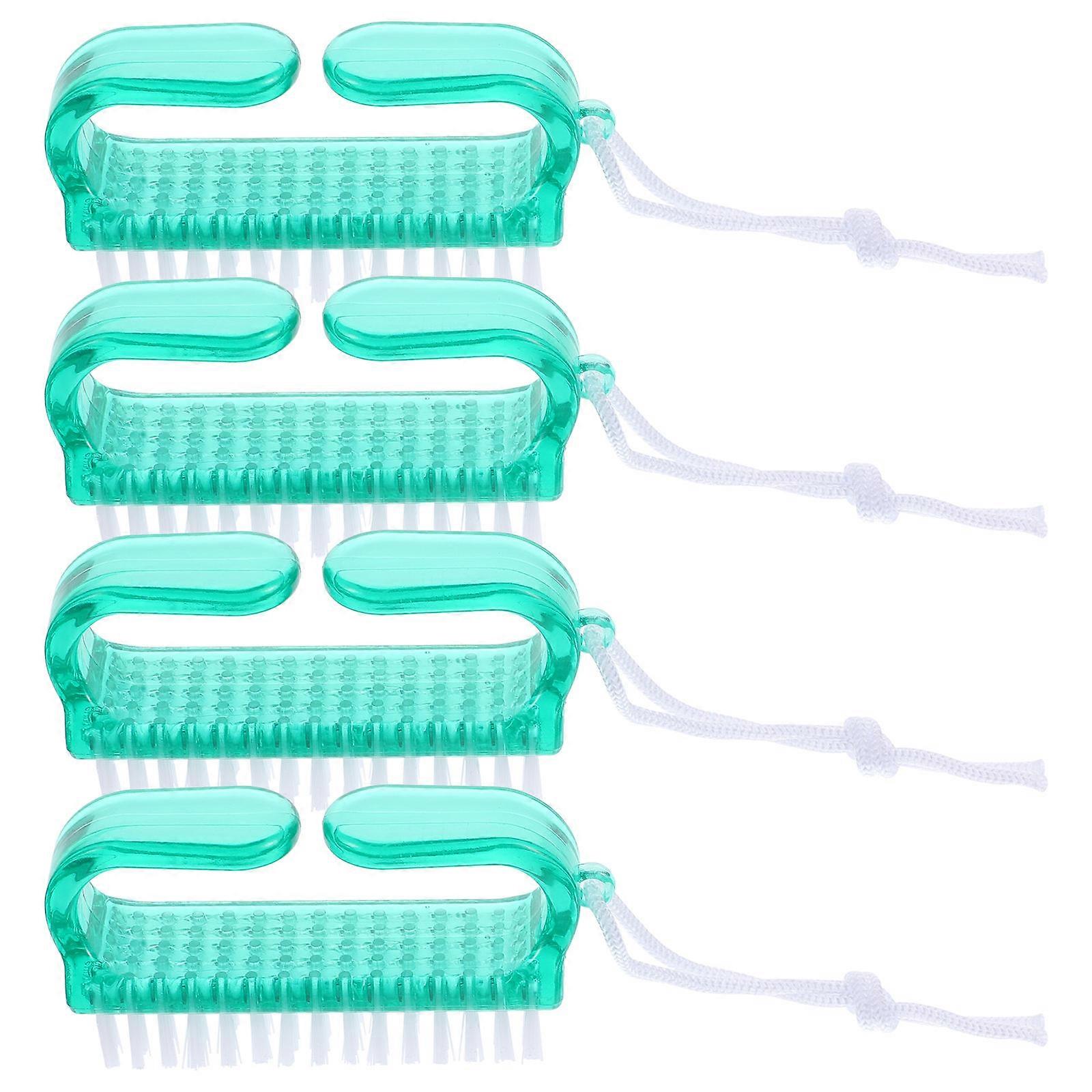 4 Pack Nail Cleaning Brush Set – Plastic Handle Manicure Scrub Brush for Fingernails & Toenails, Compact Design for Home & Salon Use