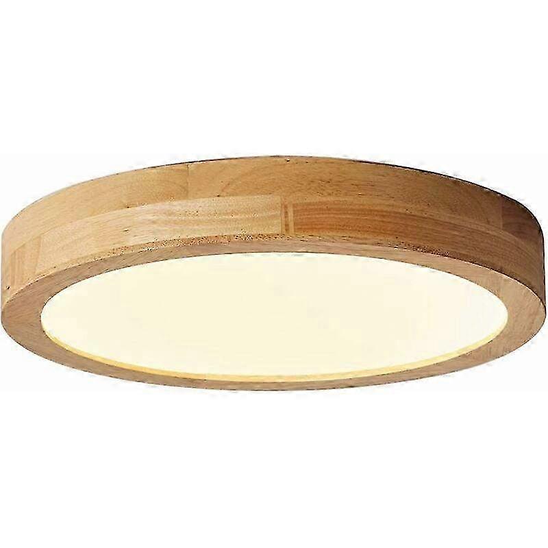 Modern Round Wooden LED Ceiling Light - 20CM Lamp for Living Room, Bedroom, Kitchen & Hallway - 3000K Warm White Illumination