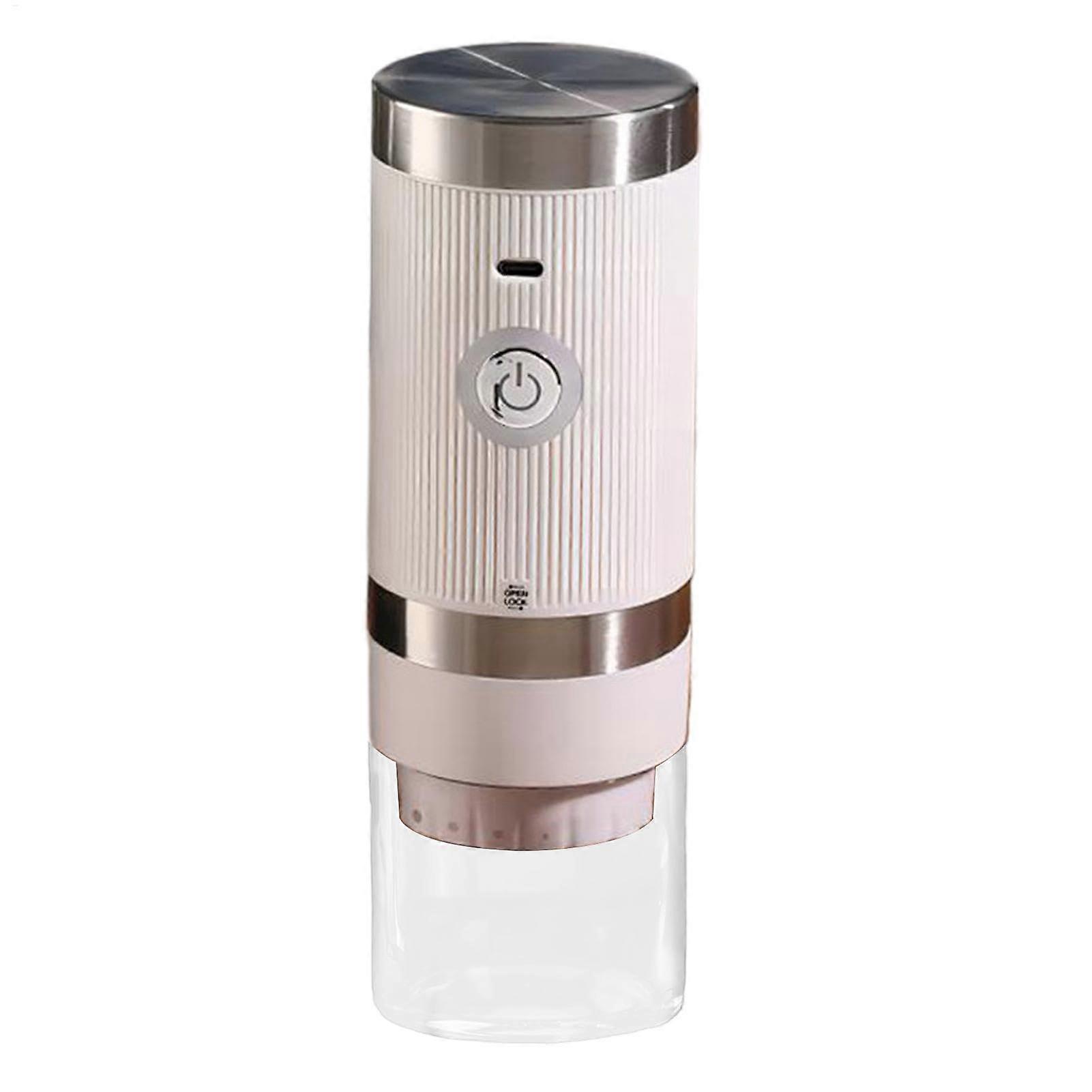 Electric Coffee Bean Grinder, USB Charging, Cordless Burr Mill, Rechargeable, White