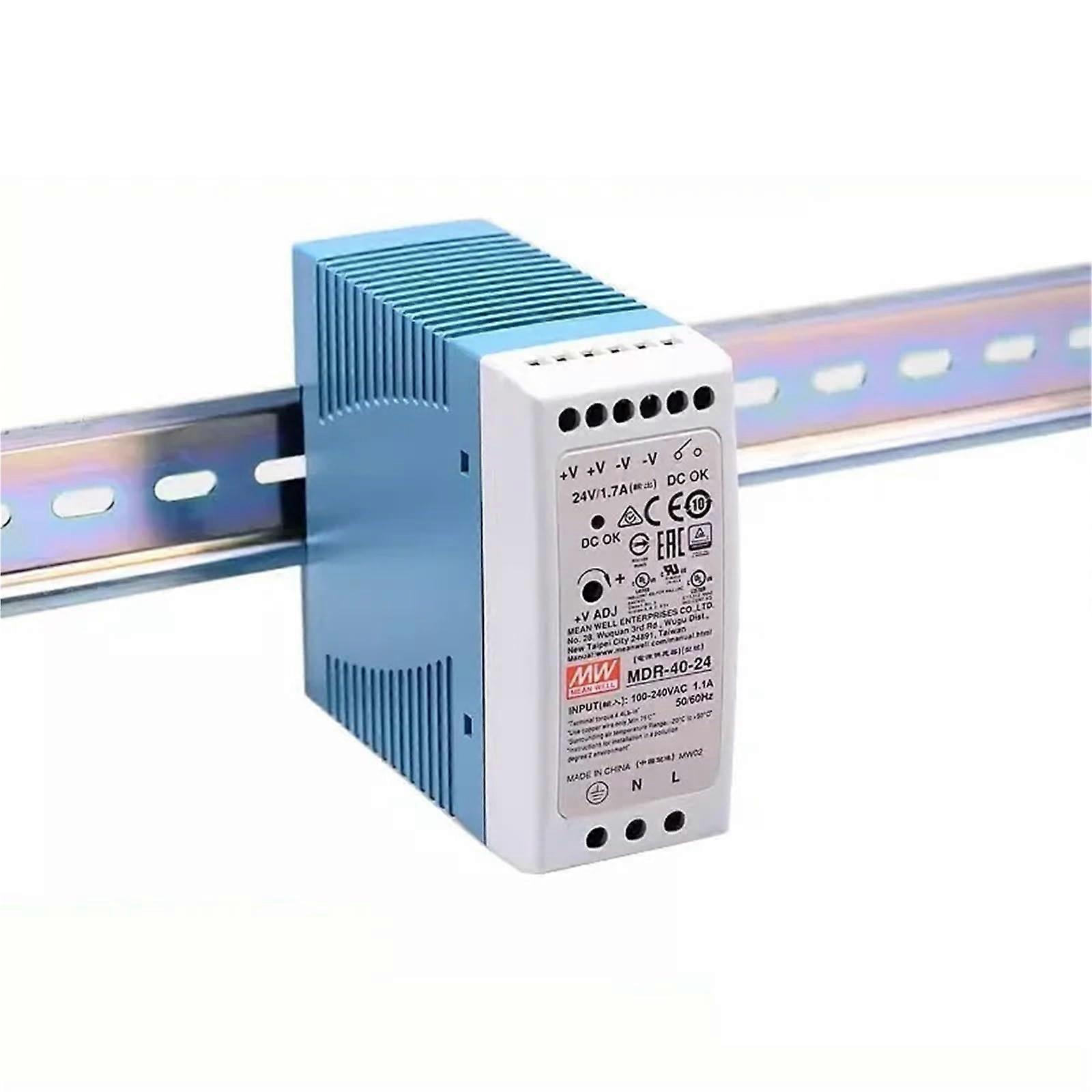 MDR-40 Rail Type 40W Switching Power Supply, 5V/12V/24V/48V Output, Small Plastic Housing, Model MDR-40-48