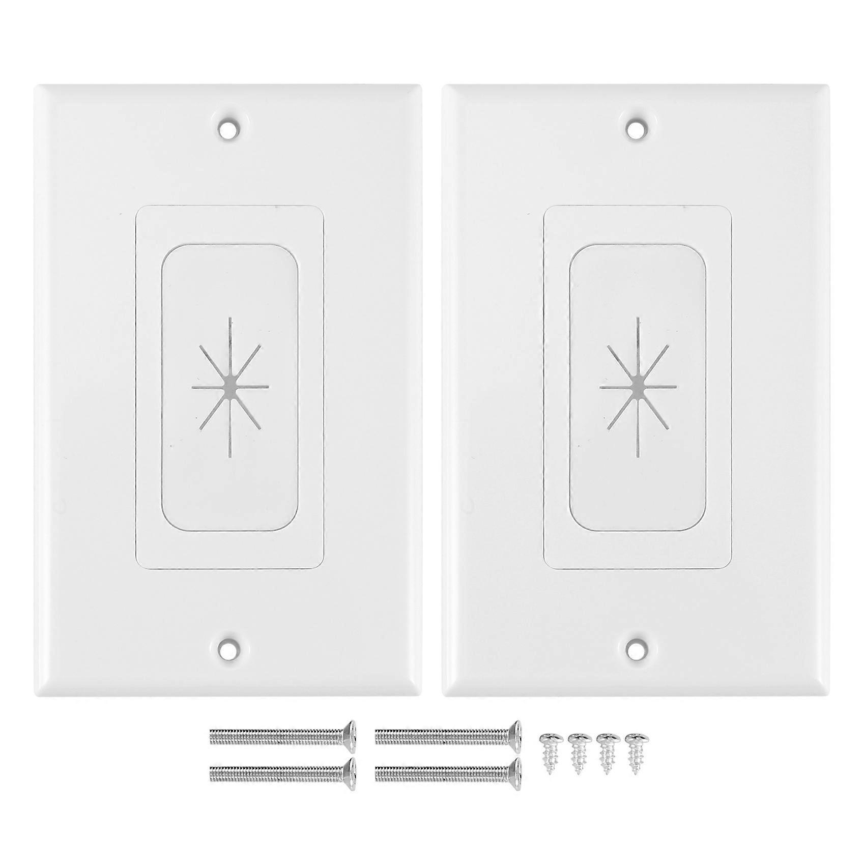 2 Pack Flexible Rubber Wall Grommet Insert with Decorator Wall Plate, 1-Gang Pass Through Plate for Low-Voltage Cables