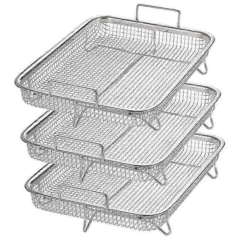 3 Pack Air Fryer Basket for Oven, Stainless Steel Grill Basket Non-Stick Mesh Basket Set, Air Fryer Tray Wire Rack