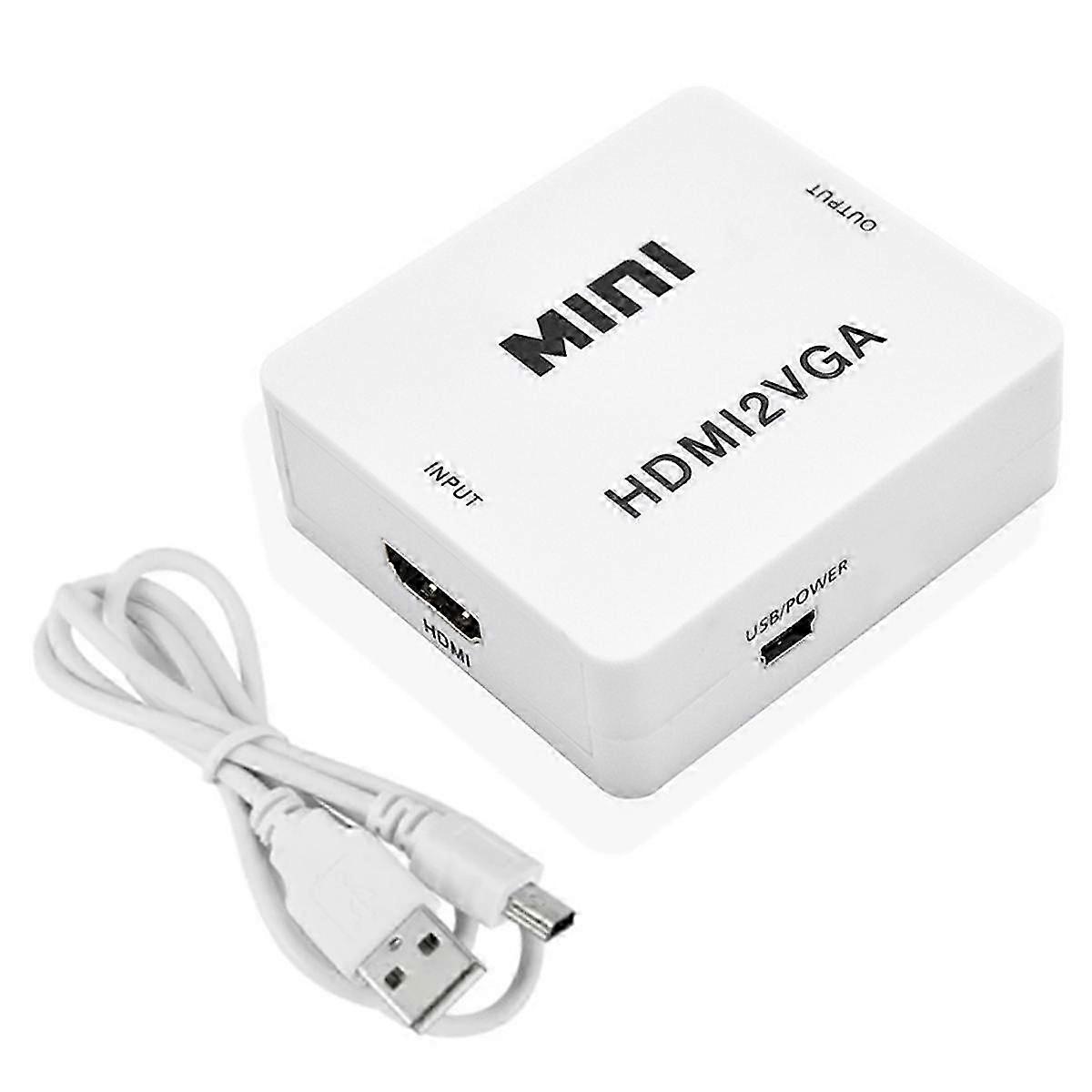 1080P -Compatible to VGA Adapter Converter for PC Laptop TV Box Computer Display Projector White