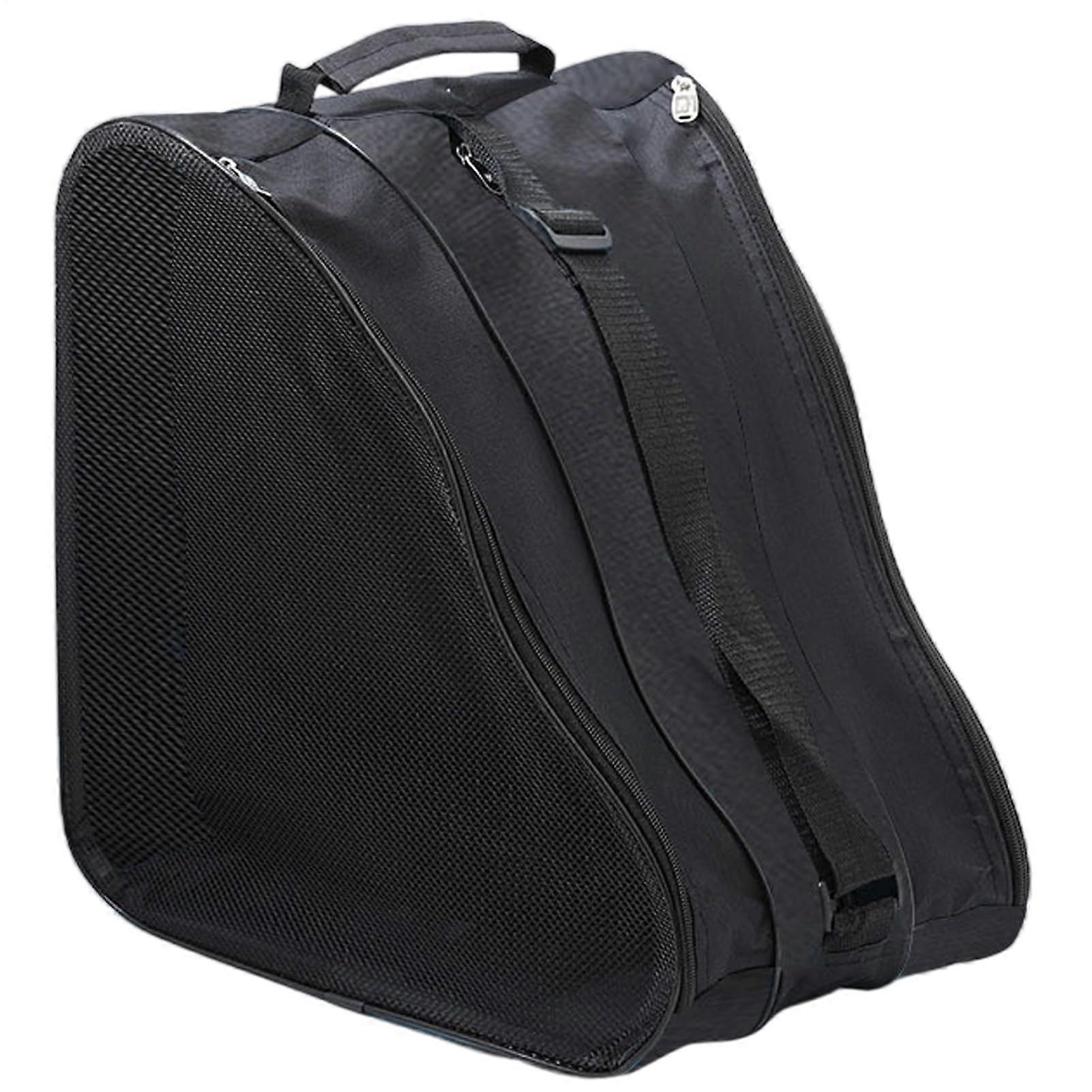 Ice Skating Bag Waterproof Large Capacity Rolling Carry Bag With Adjustable Straps Durable Ice Skating Storage Black