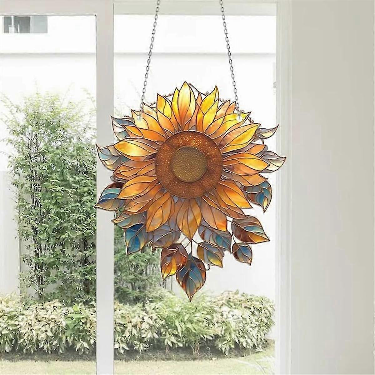 Sunflower Stained Glass Window Hanging Decor Home Decor