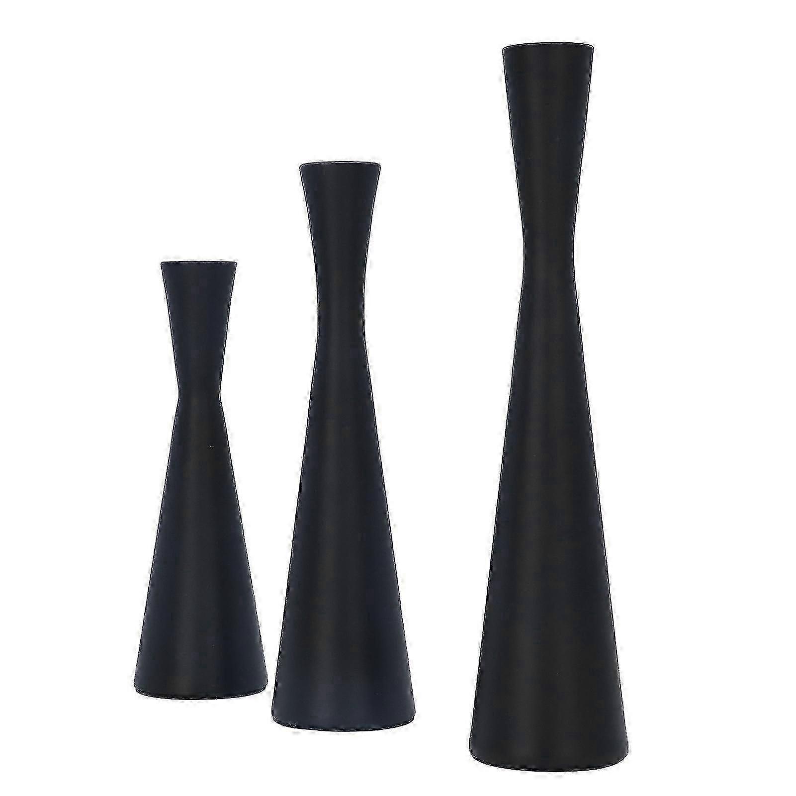 Black Candlestick Holders Set of 3 Luxury Wrought Iron Retro Modern...