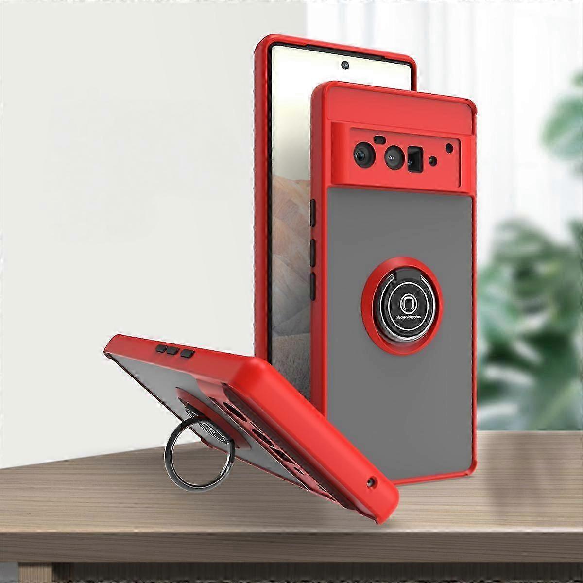 For , Google Pixel 6 Pro Cover, Androgate Ring Stand Bracket 15ft Drop Test Shockproof Cover for Pixel 6 Pro Red