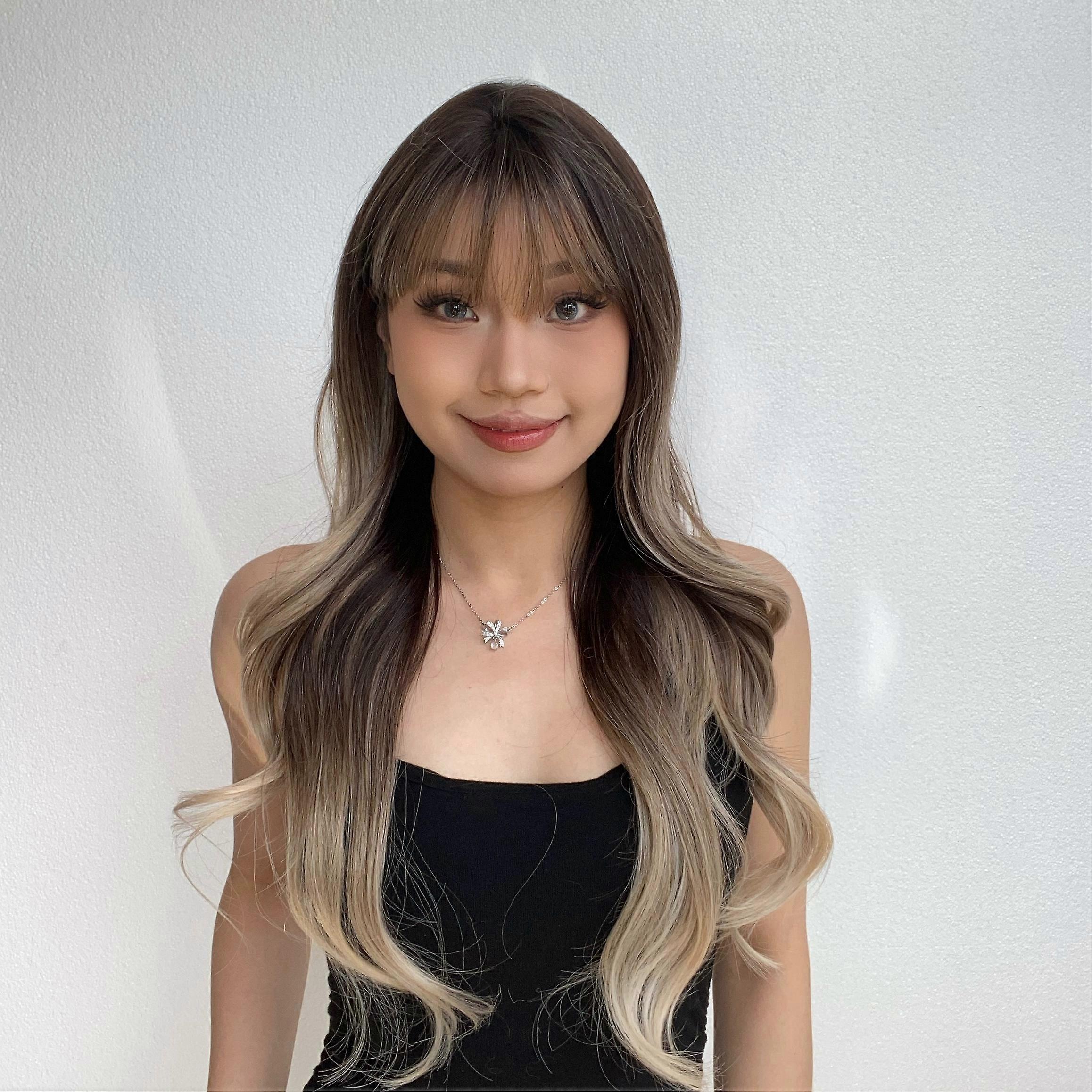 Ombre Brown Machine Made Heat-Resistant Glueless Wear and Go Wig - Natural Look for Daily Wear