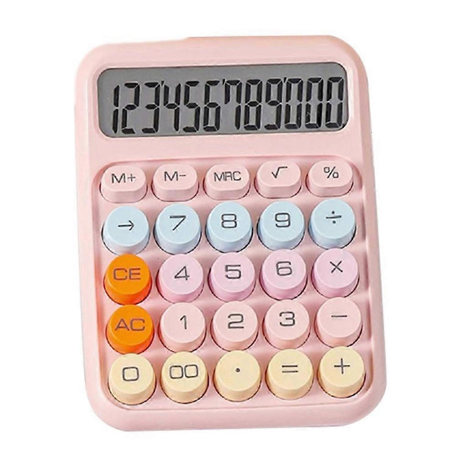 Mechanical Calculator Large LCD Display Big Round Button pink