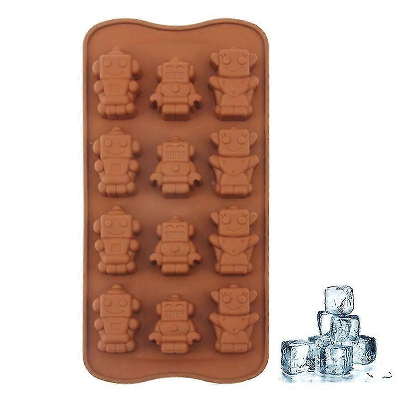Lovely Robot Shape 12-Grid Ice Cube Tray(Brown) 2025