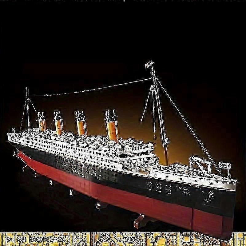 חדש 9090pcs סרט גדול סירת שייט ספינת קיטור Rms ספינת תענוגות אבני בניין לבנים צעצועים