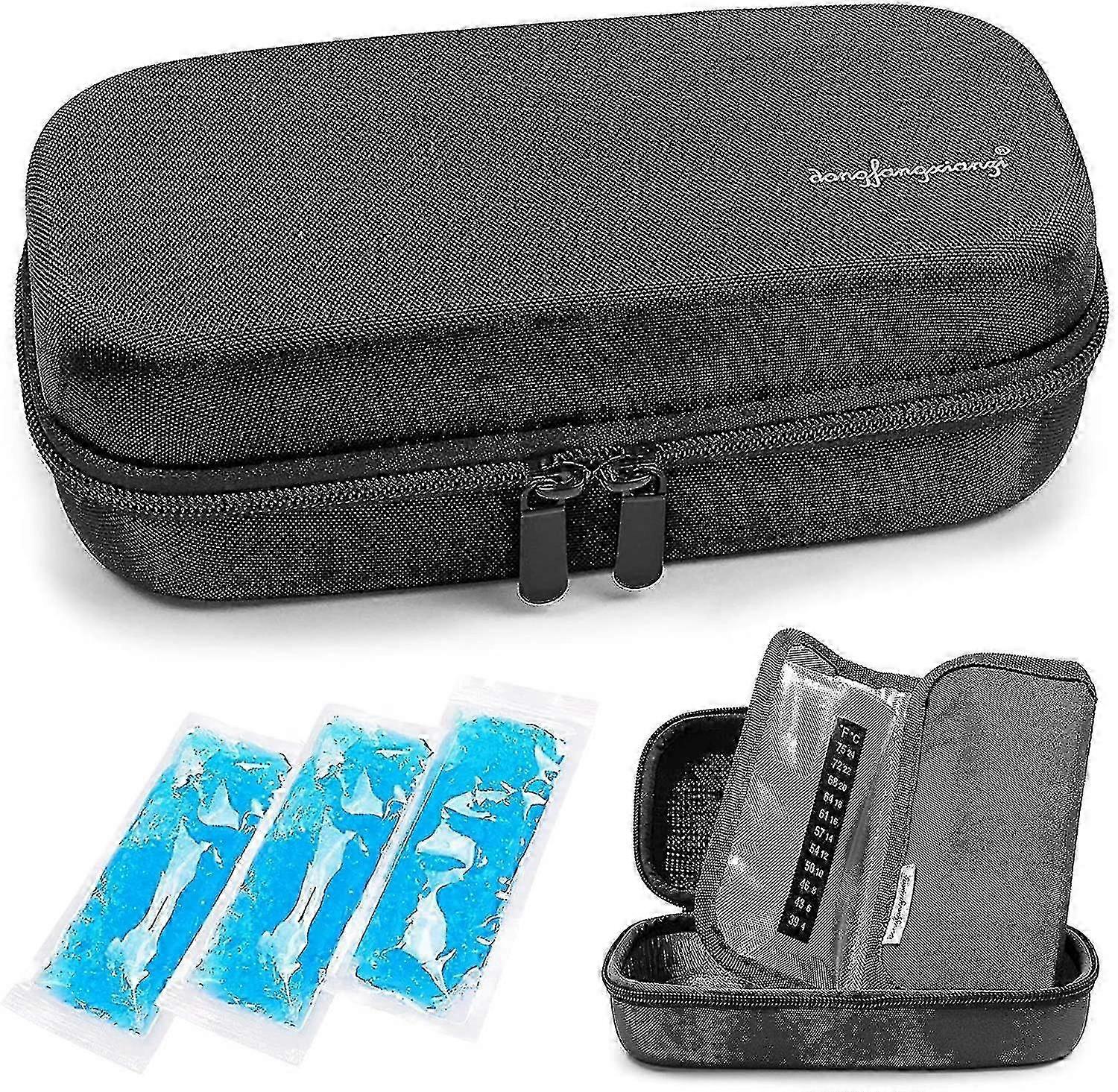 Insulin Cooler Travel Case - Handy Medication Insulated Diabetic Carrying Cooling Bag With 3 Cooler Ice Pack (blue)