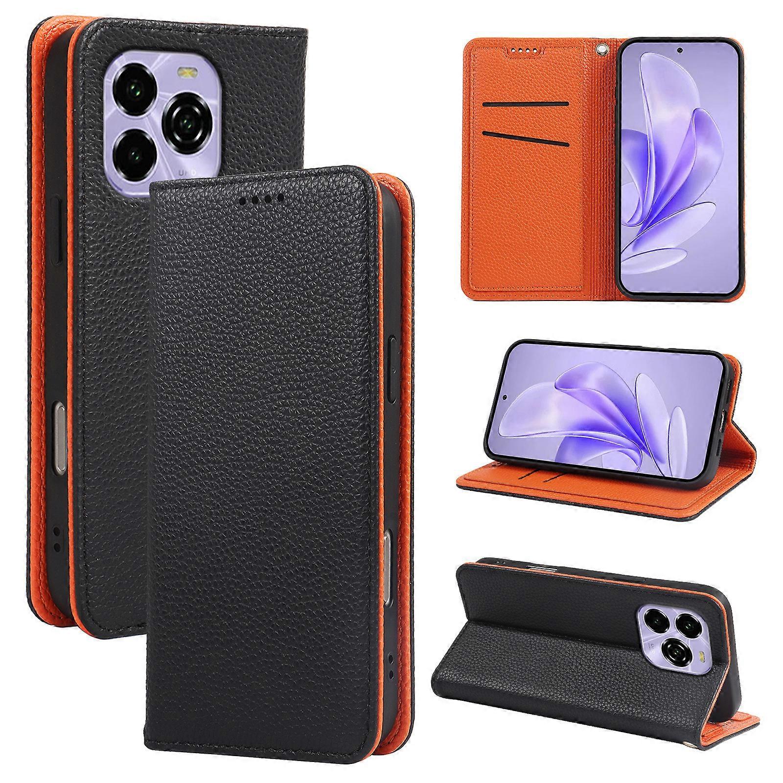 Suitable for Oukitel C65 two-color lychee pattern strong magnetic wallet C61 mobile phone leather case C37