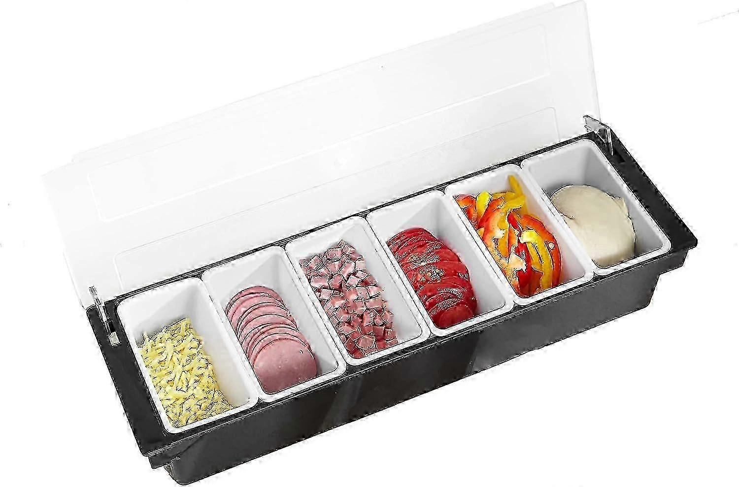 6-Compartment Detachable Pizza Topping Station - Reusable Condiment Dispenser (1PC)