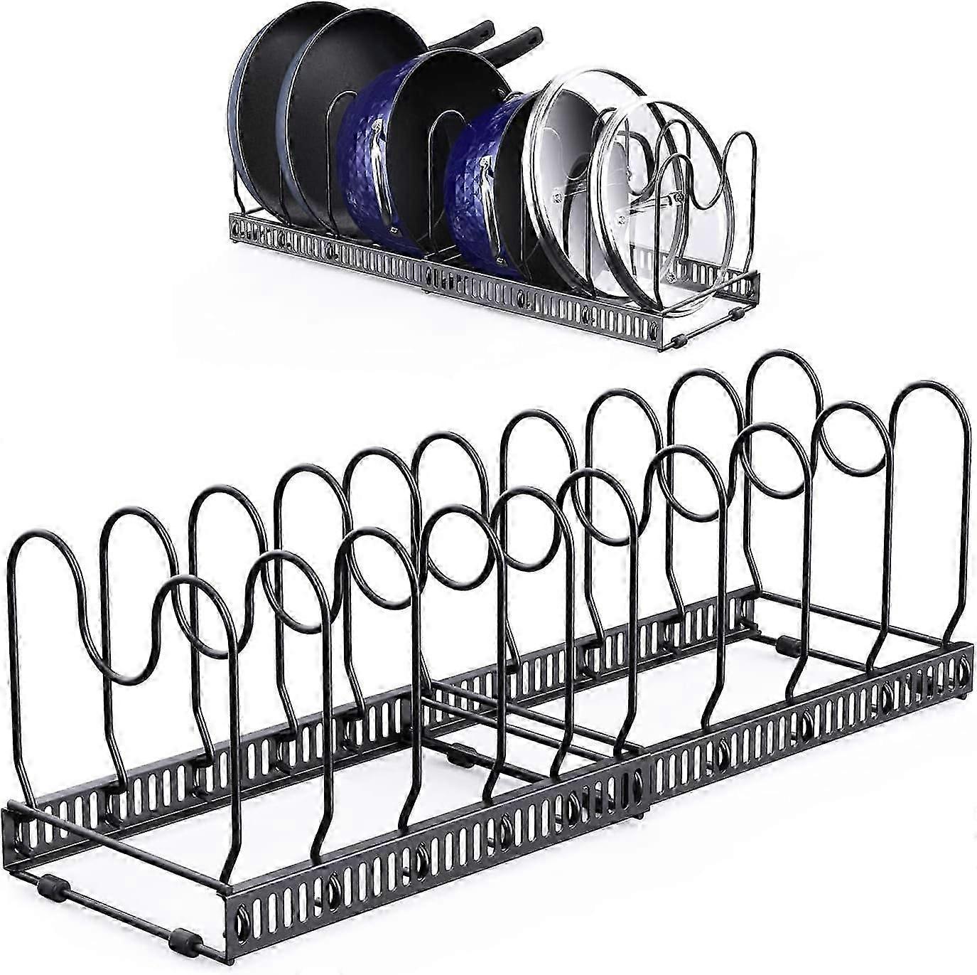 Multifunctional retractable desktop kitchen rack iron pot lid storage rack multi-layer adjustable pot lid rack black