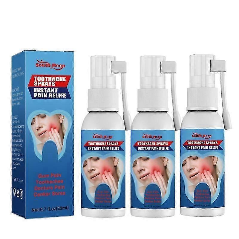 3pcs牙痛喷雾牙龈肿胀牙痛牙痛牙痛水甘草蛀牙蠕虫牙齿火龋齿