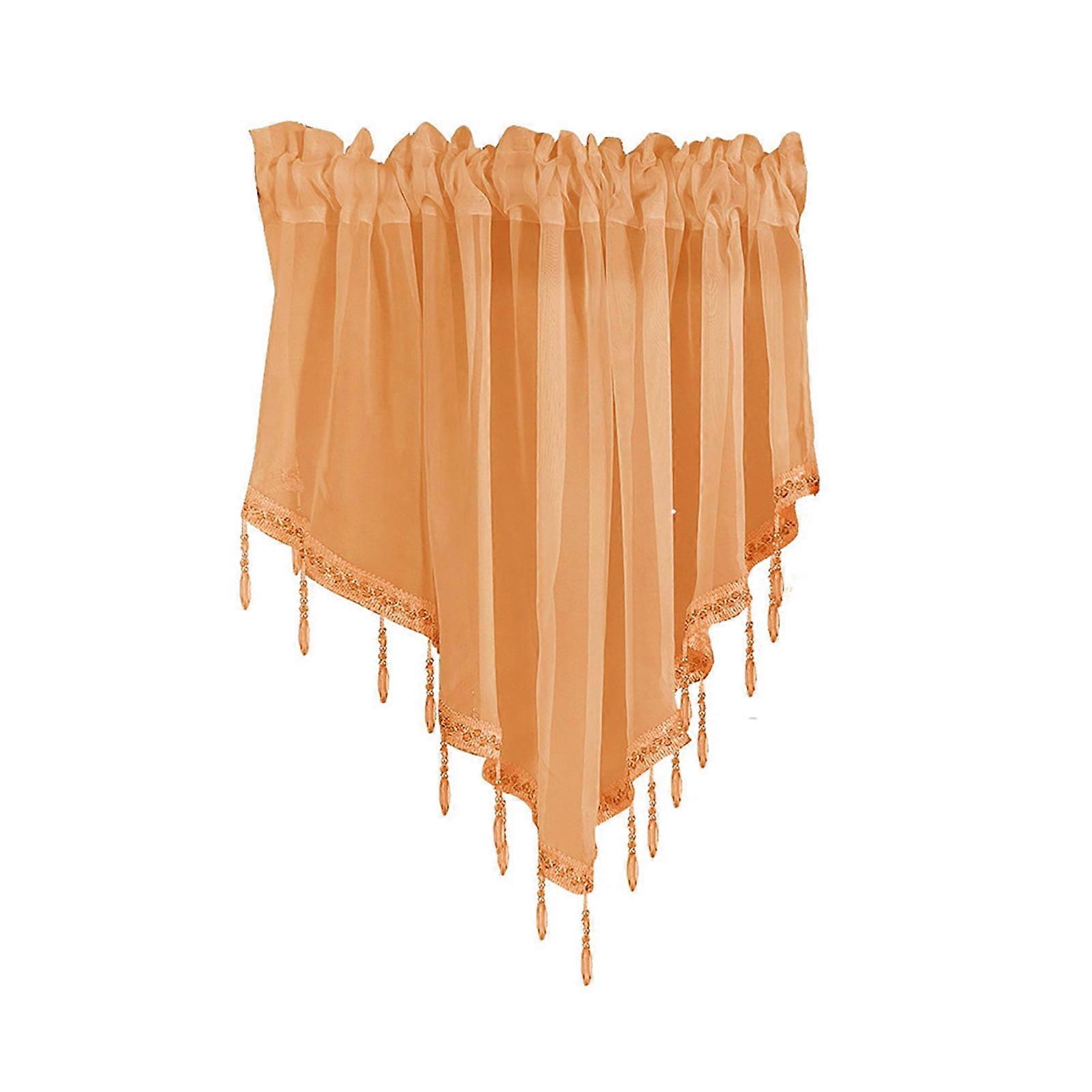 Yesbay 1PCS Triangle Shape Kitchen Short Curtain Window Valance Drape Home Decor,Ginger