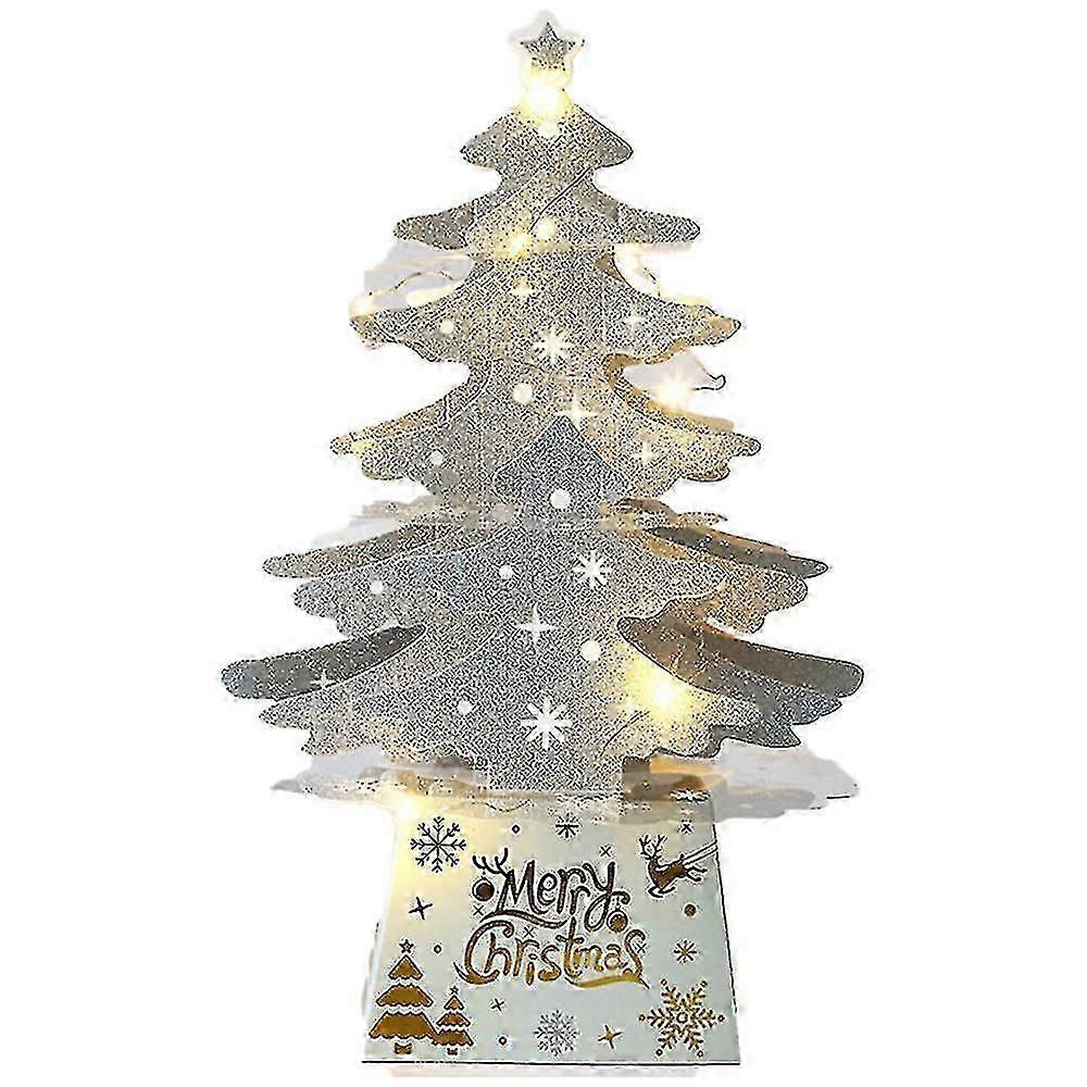 クリスマスオーナメントミニデスクトップクリスマスカードオーナメント光沢のあるクリスマスツリーライトセットA