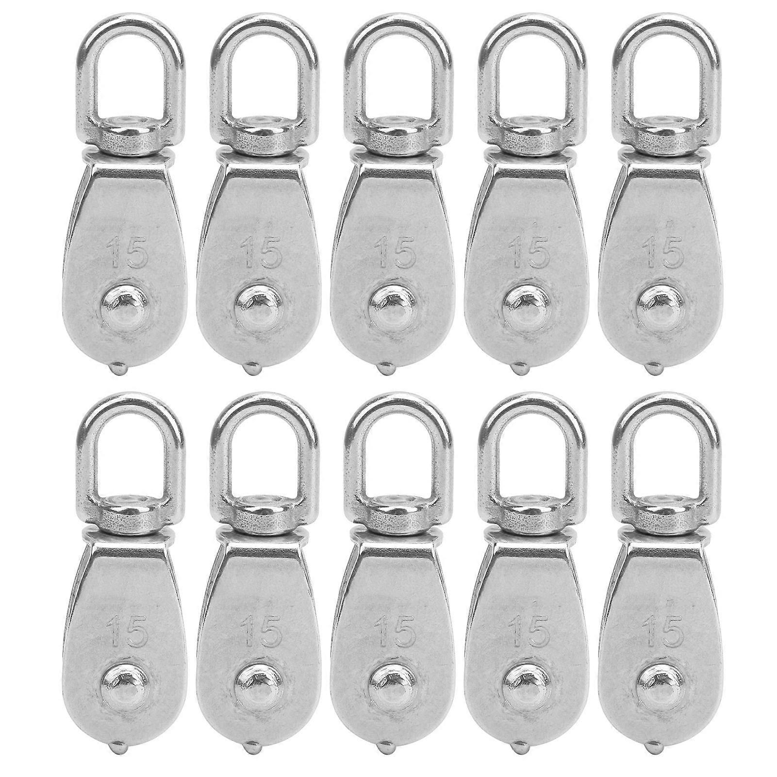 10pcs M15 Pulley 304 Stainless Steel Wire Rope AntiRust Single Pulley for Crane Lifting