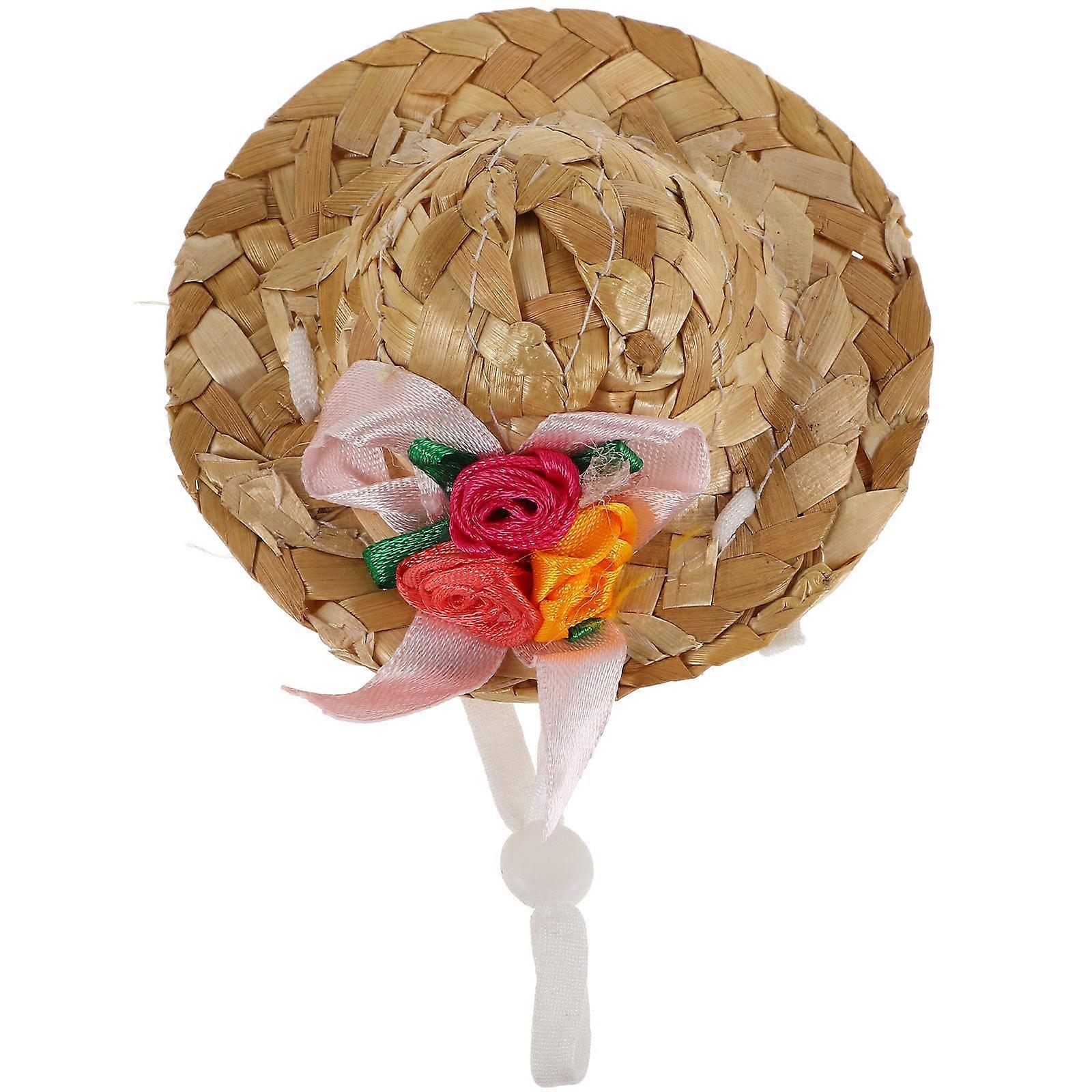 Khaki Doll Straw Hat for Role Play Versatile Toy Accessory
