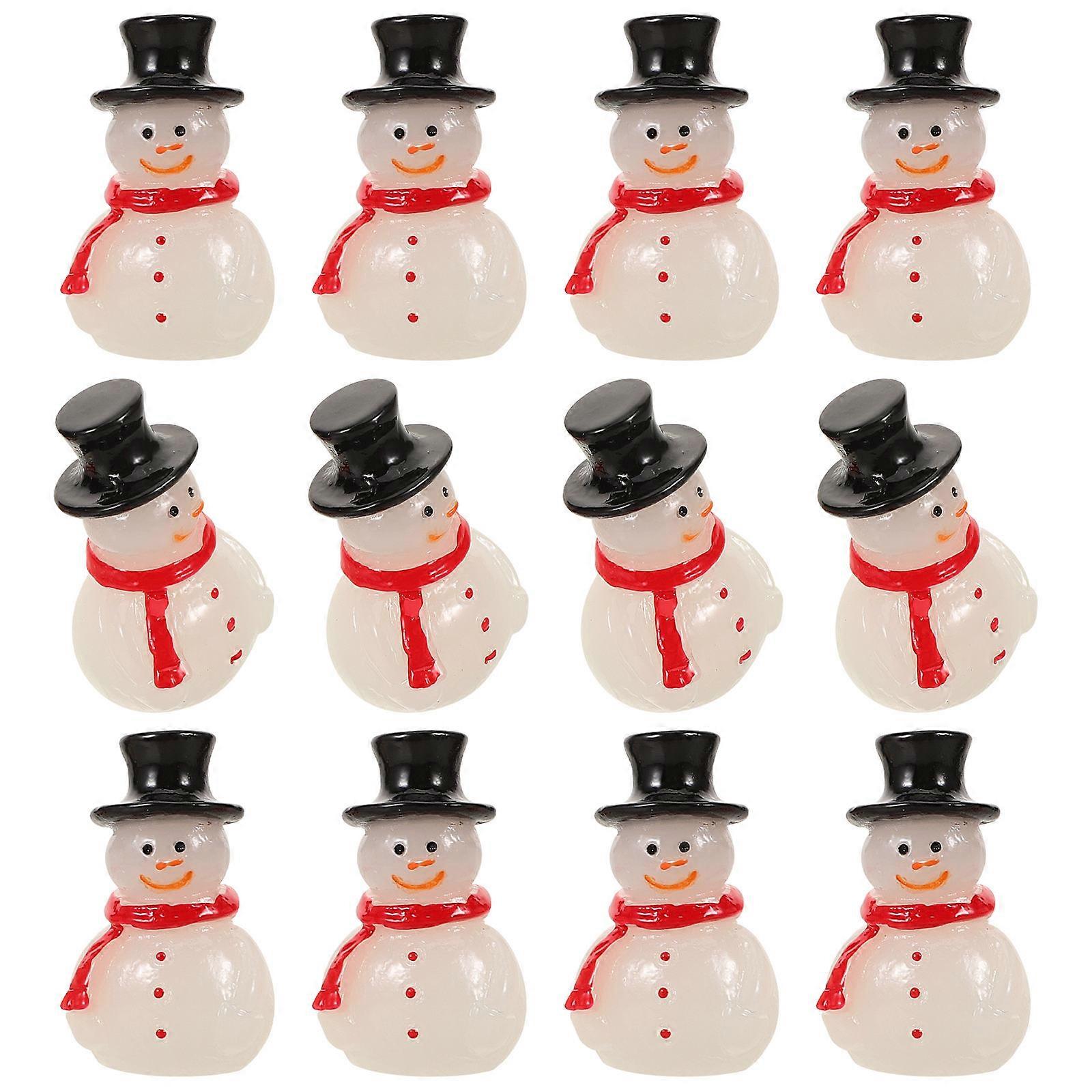 Tiny Snowman Figurines For Tabletop Decor And Winter Themed Designs 64Pcs Mini Size 2.80X1.70X1.50CM Glow In The Dark