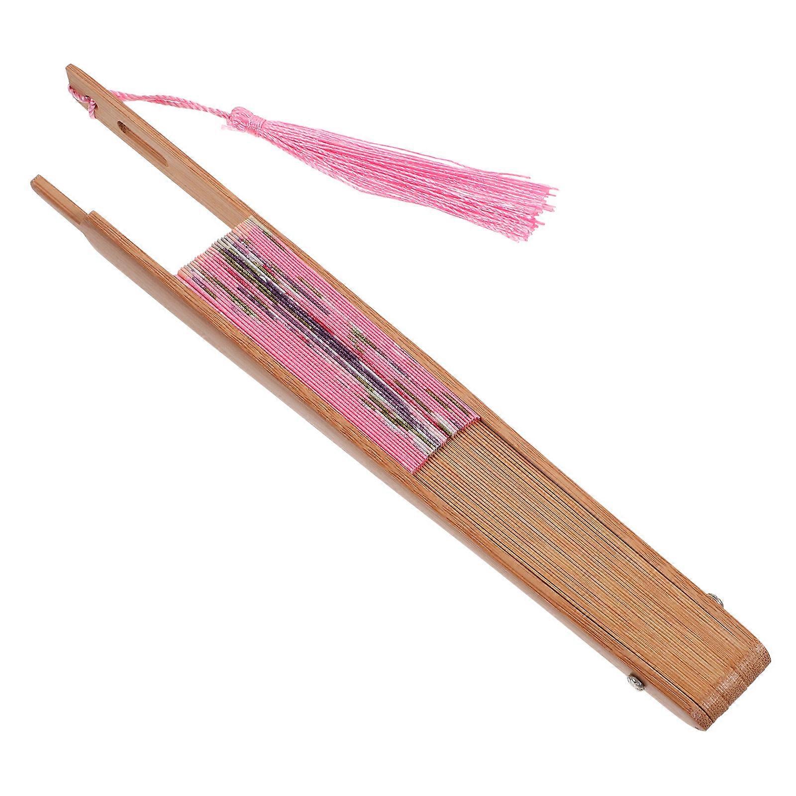 Pink Bamboo Folding Fan 4Pcs for Decorative and Wedding Use