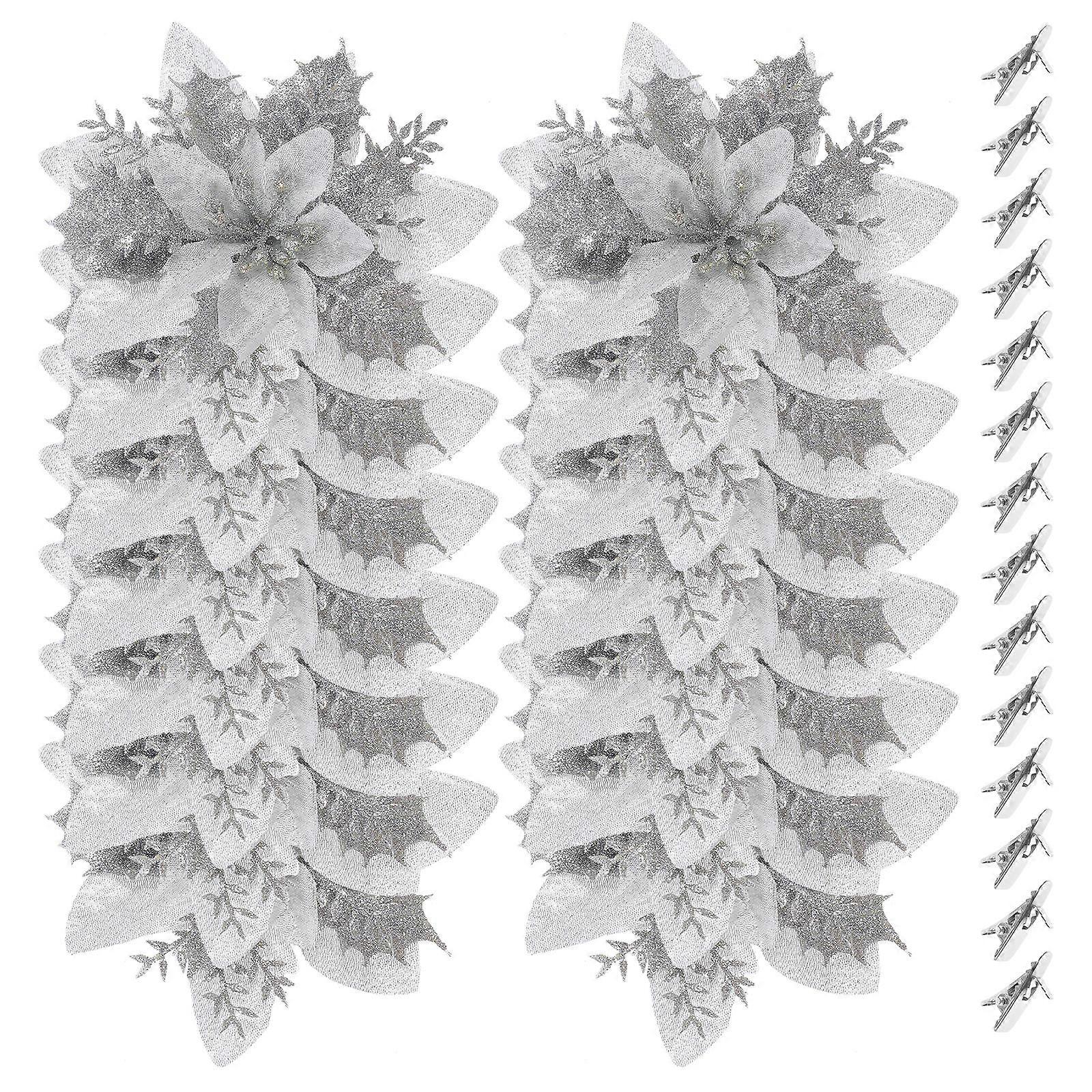 Artificial Poinsettia Flowers for Decoration 80Pcs Christmas Wreath Use