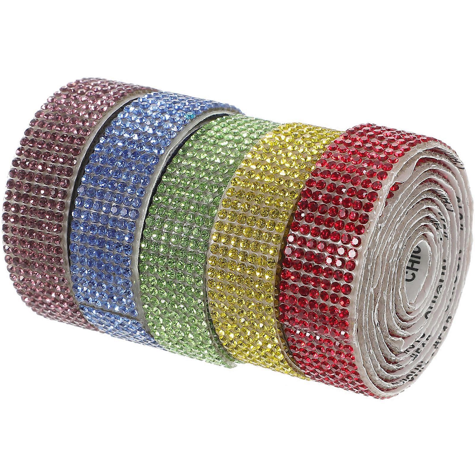 Self Adhesive Rhinestone Strips Rhinestone Ribbon for Wrapping Use 5 Rolls