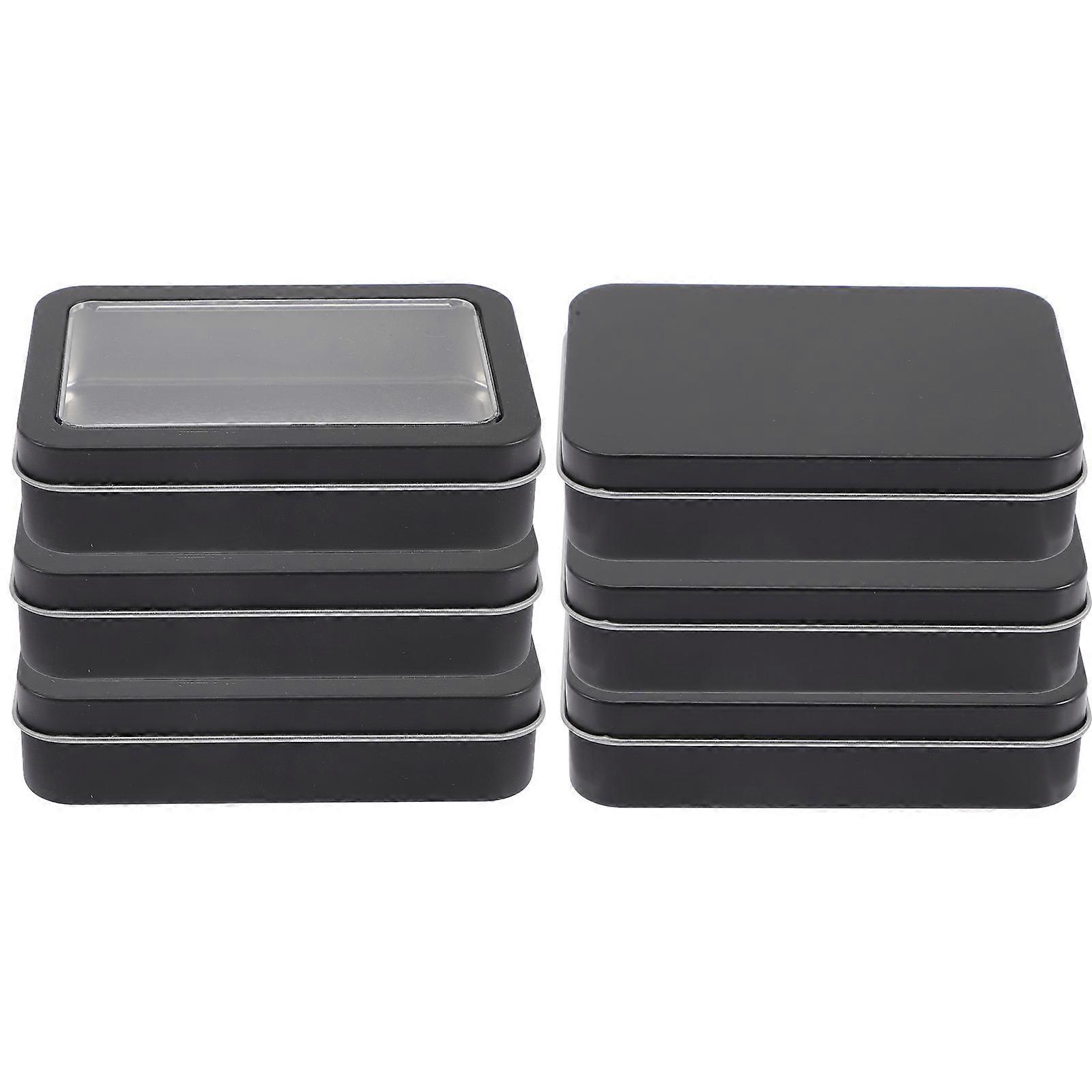 Cards Storage Box Tinplate Decks Case for Storage 18Pcs Black