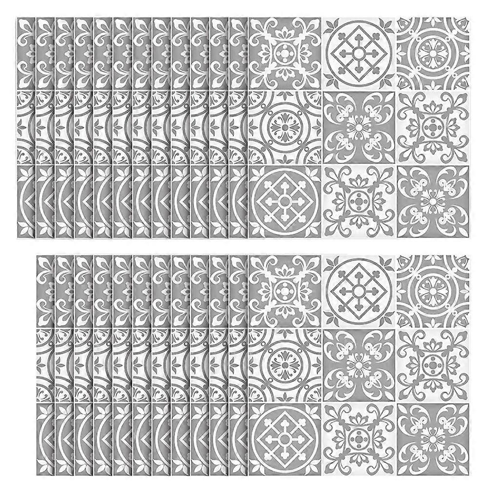 Tile Decal Dark Grey Tile Sticker for Home 50Pcs Bathroom Kitchen Decor