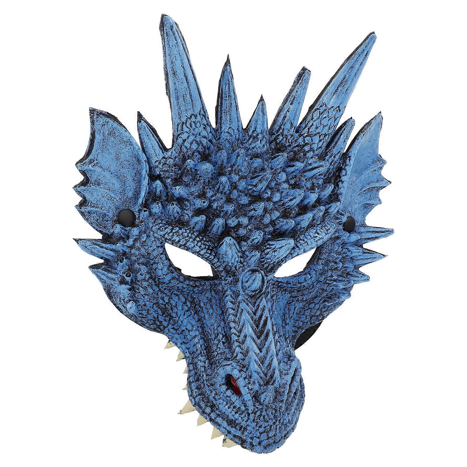 Halloween Mask Dragon Costume Accessory for Party Use 3Pcs Blue