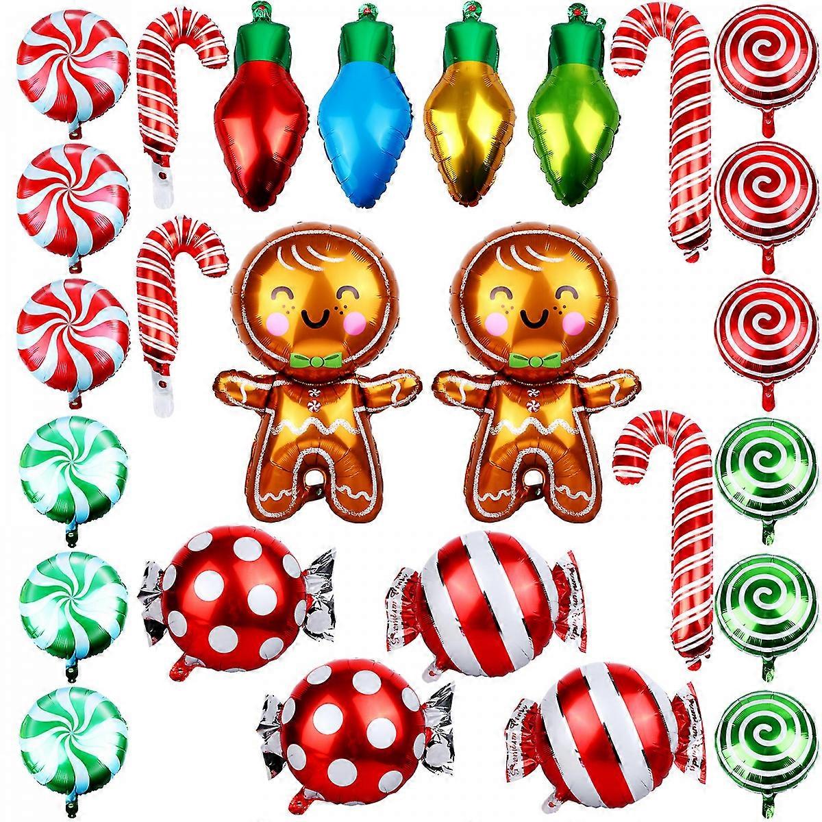 26 قطع حلوى عيد الميلاد احباط بالونات لمبة شكل بالون الزنجبيل رجل بالون