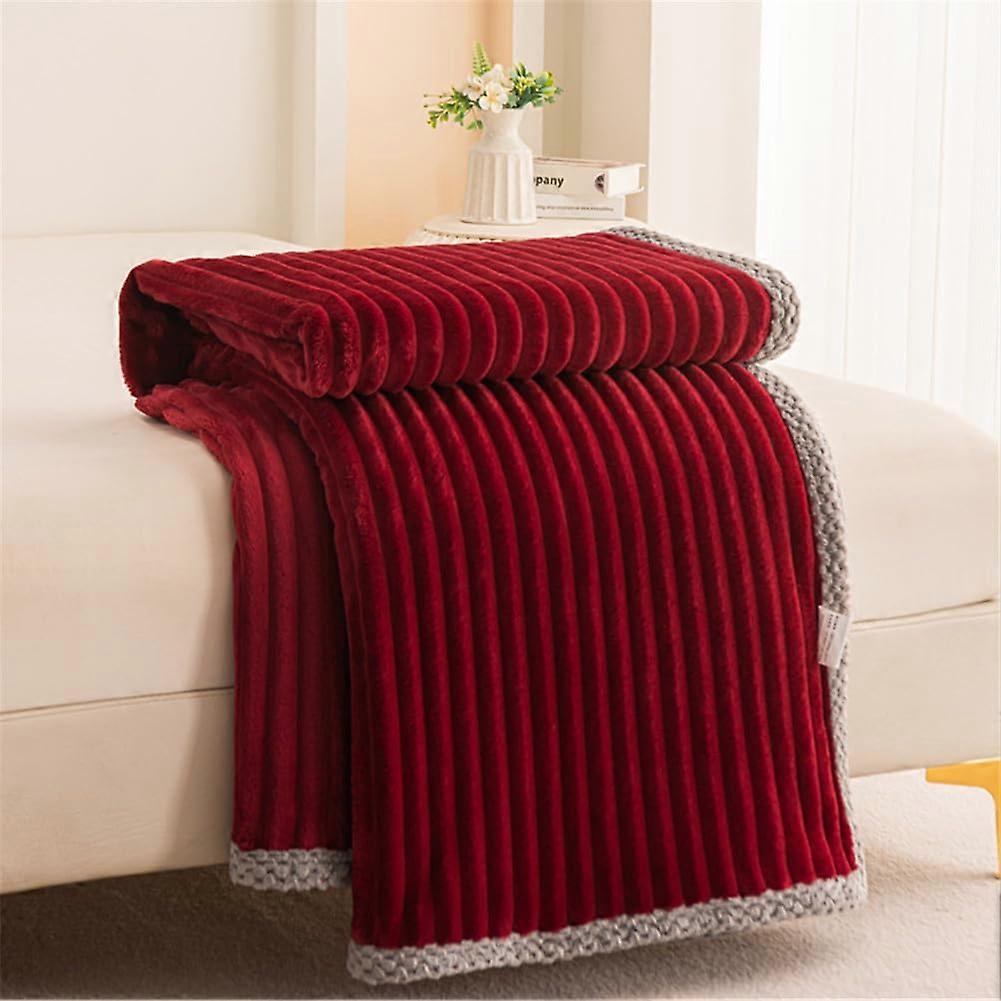 Super Ultra Soft Fleece Blanket Throw Solid Color Microfiber 150x200cm Burgundy All Season Travel Blanket