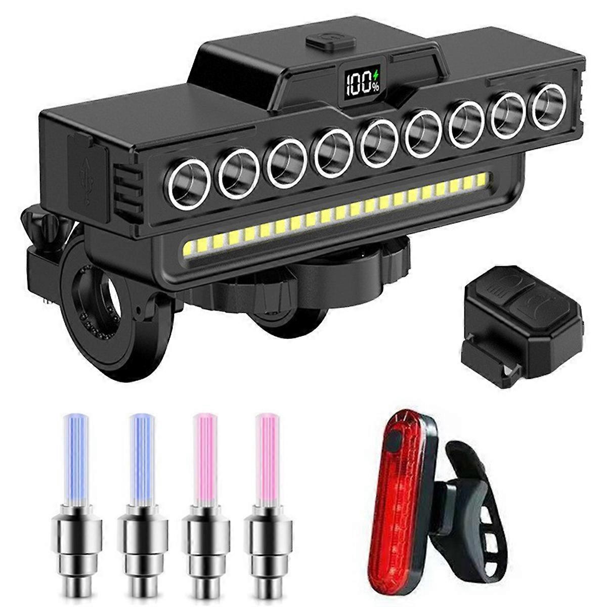 Bicycle Front+Rear+Gas Nozzle Light Set 9 LED Rechargeable