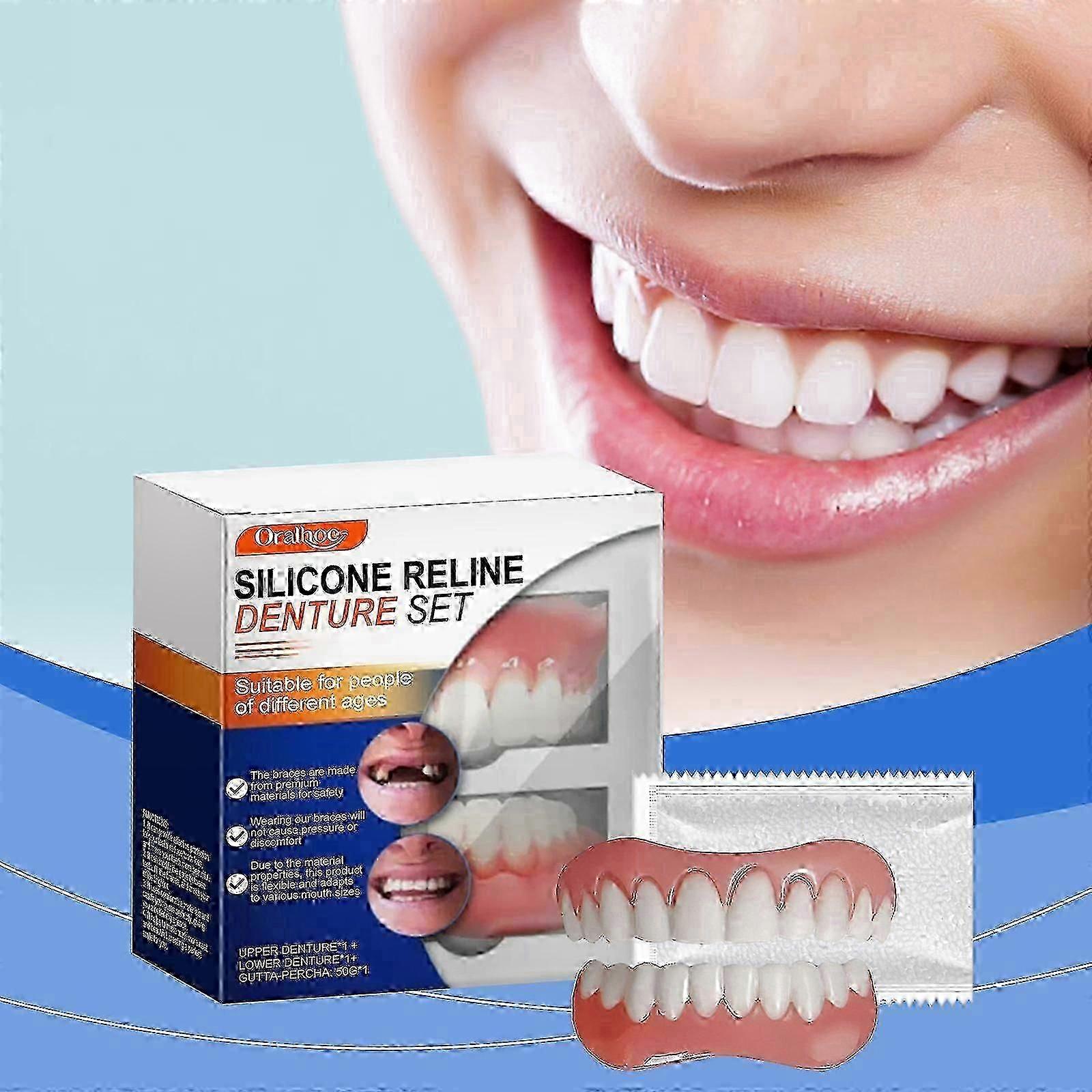 Silicone Resin Denture Set - Comfortable Cosmetic Teeth for Enhanced Smile Appearance