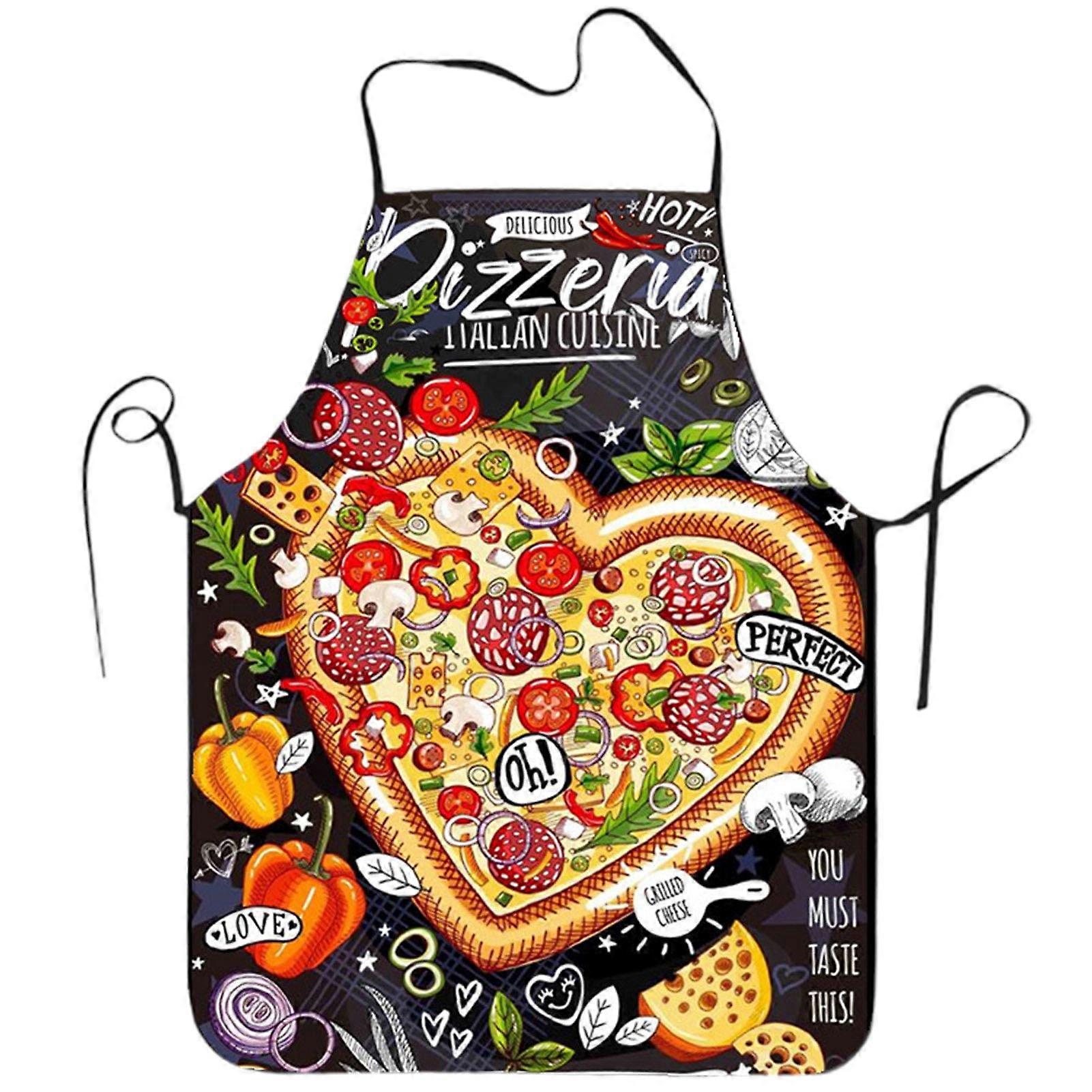 Farfi Cooking Apron Sleeveless, Reusable Waterproof Polyester Pizza Pattern Kitchen Apron for Home Use (Type 8, Size L)