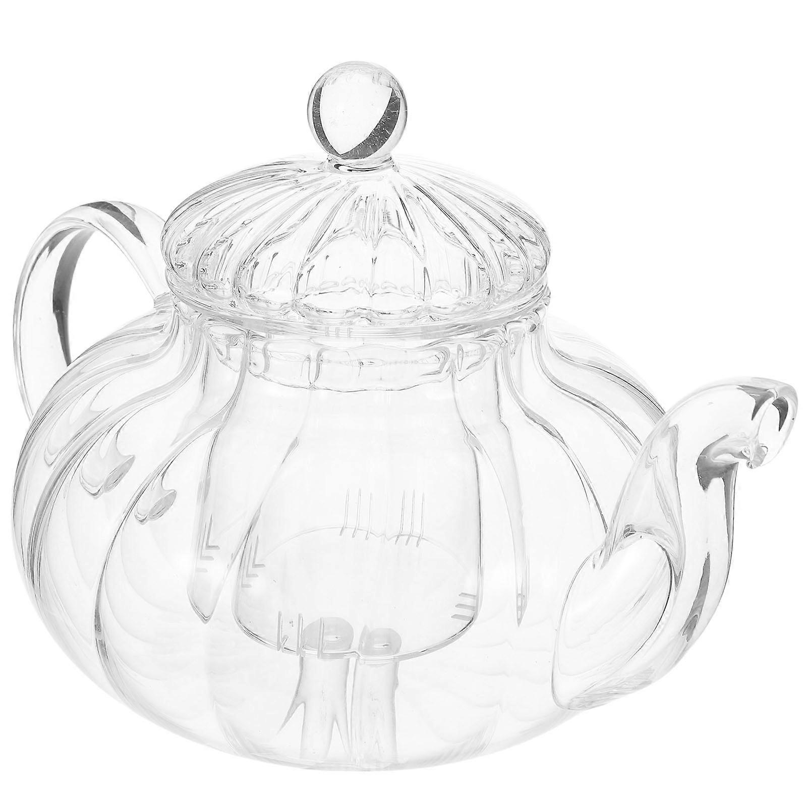 Tea Pot Glass Kettle for Brewing 6Pcs Transparent Pumpkin Shape Set