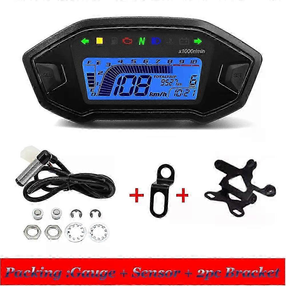Motorcycle Digital Speedometer Universal LCD Motor Tachometer Instrument Cluster Turn Signal Light Indicator Voltmeter Oil Gauge 26s