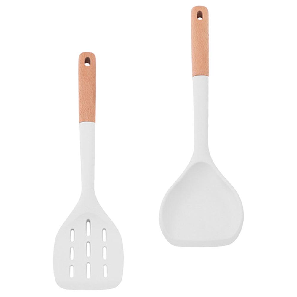 Silicone Kitchen Utensil Set Ergonomic Handle Stirring Frying 1Set